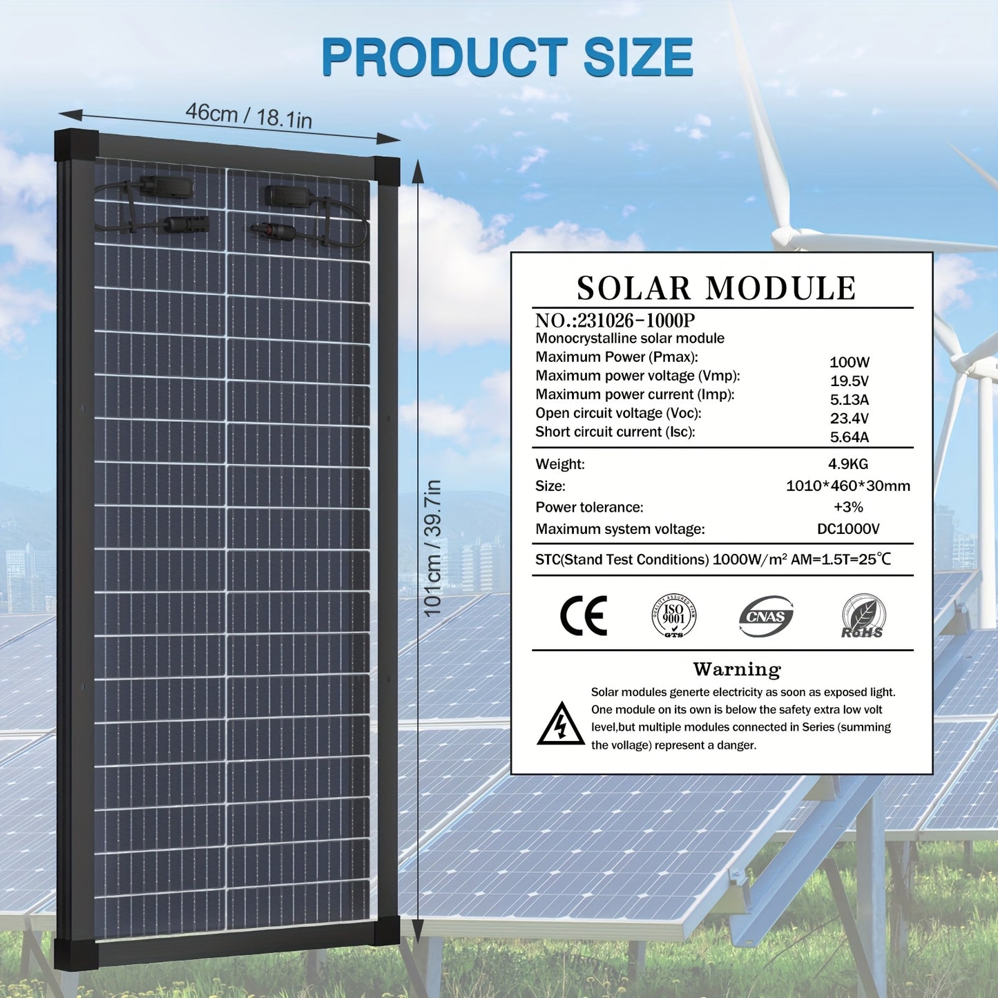 Double-sided 100W Solar Panels 12V High-efficiency Monocrystalline Double-sided Solar Panels with Busbar