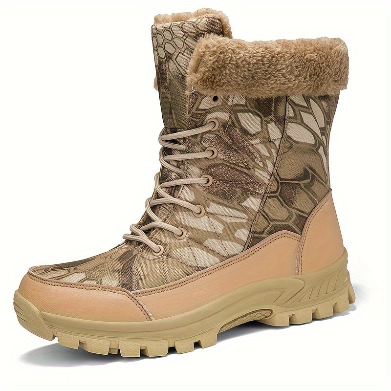 Women's Winter Tactical Hiking Boots - Warm Fur-Lined, Non-Slip High-Top Snow Boots