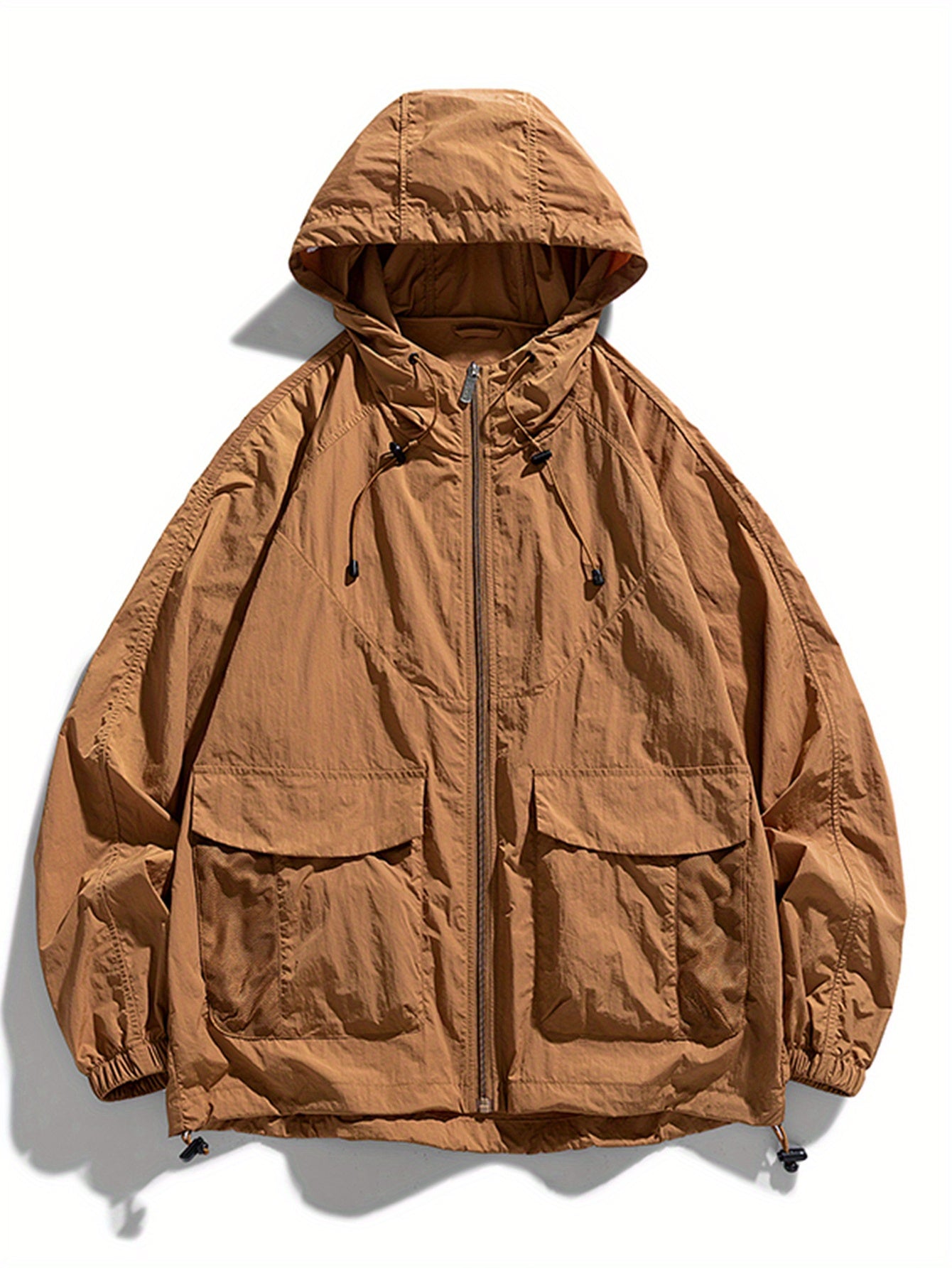 Women's Plus Size Solid Color Sun Protection Hooded Jackets with Large Pockets