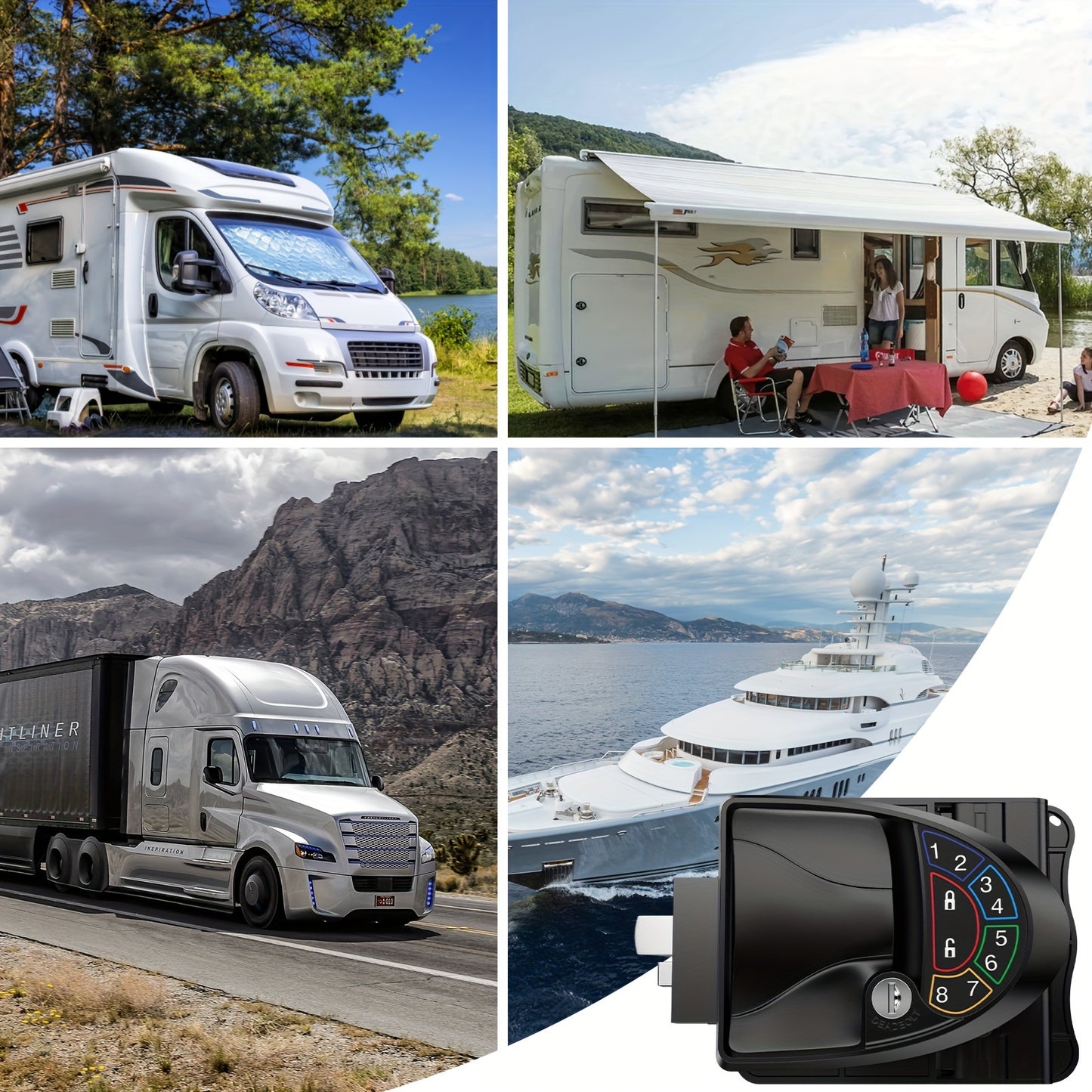 Keyless Entry Door Lock, RV Door Lock Keyless Entry RV Door Latch, Full Metal RV Door Lock Accessories, Will Only Fit 2.75" X 3.75" Lock Hole