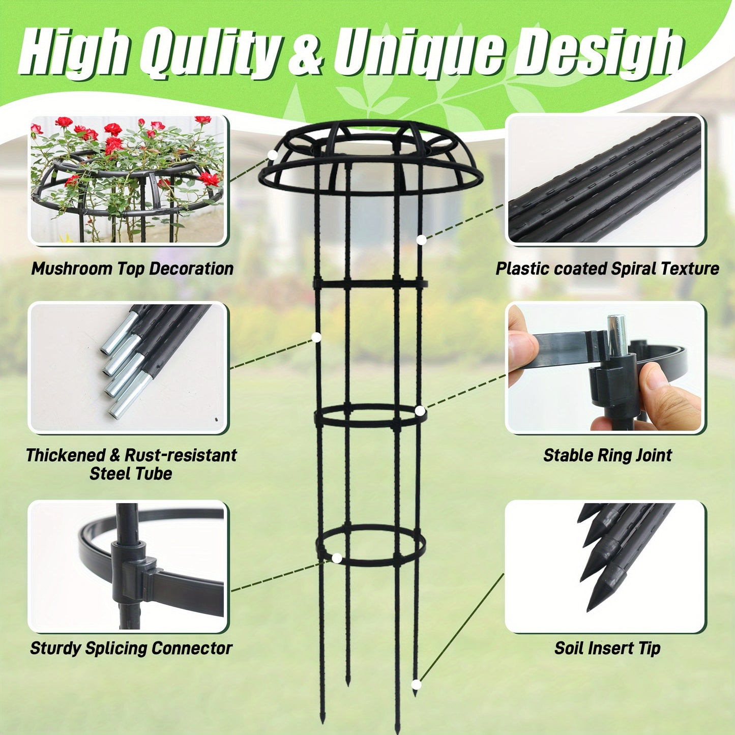 1PC 53 Inch Splicing Plant Mushroom Top Climbing Support Frame