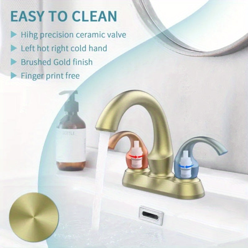Bathroom Faucet 2-Handle Brushed Golden with Aerator
