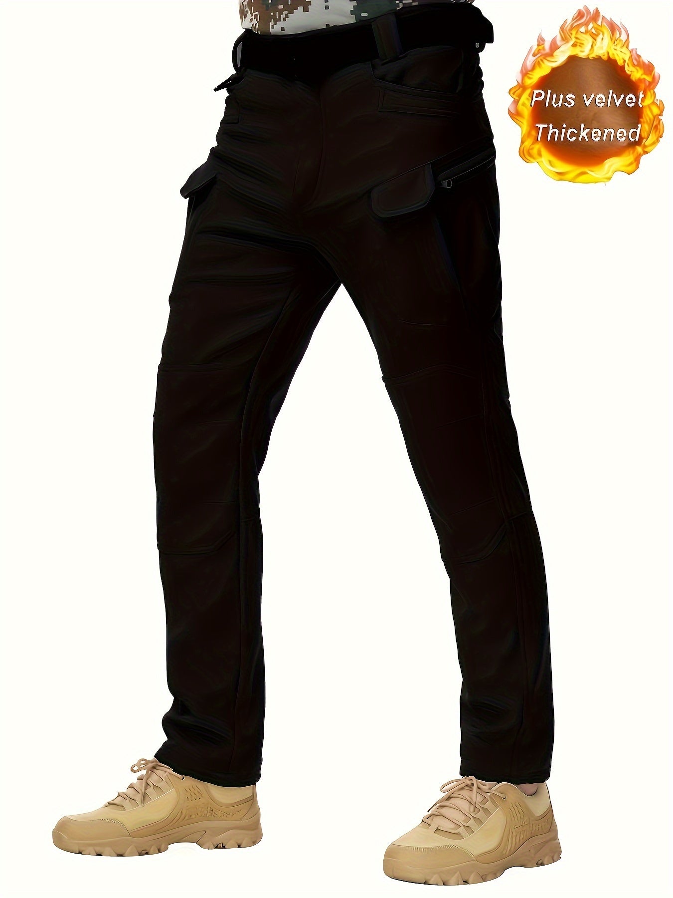 Men'S Tactical Cargo Pants, Solid Color with Multiple Pockets, Windproof Waterproof