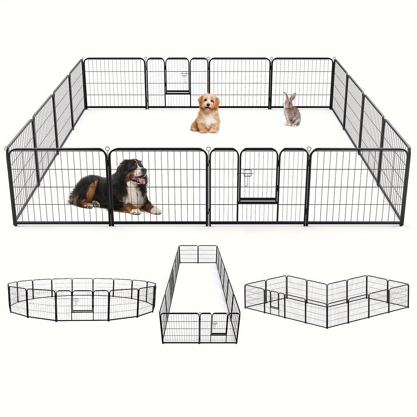 8/16 Panels Dog Playpen Fence for Indoor, Outdoor, Foldable & Portable 24 - 40 Inch Metal Dog Pen