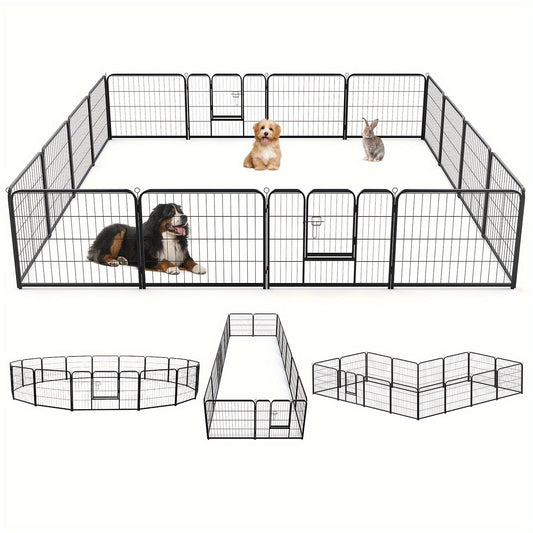 8/16 Panels Dog Playpen Fence for Indoor, Outdoor, Foldable & Portable 24 - 40 Inch Metal Dog Pen