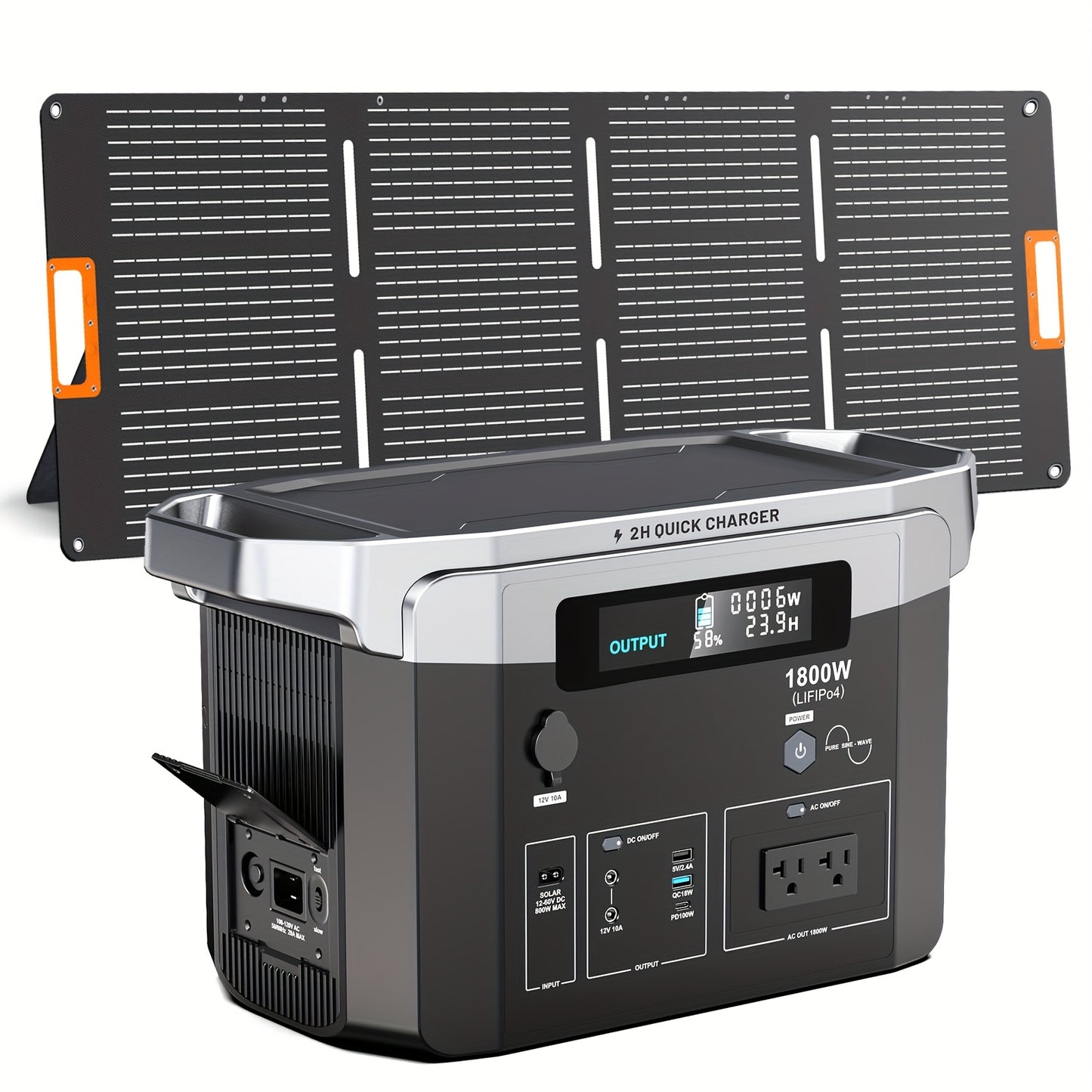 1800W, 1536Wh Solar Systems Portable Power Station with 200W Solar Panel Included, Solar Powered Generator Lifepo4