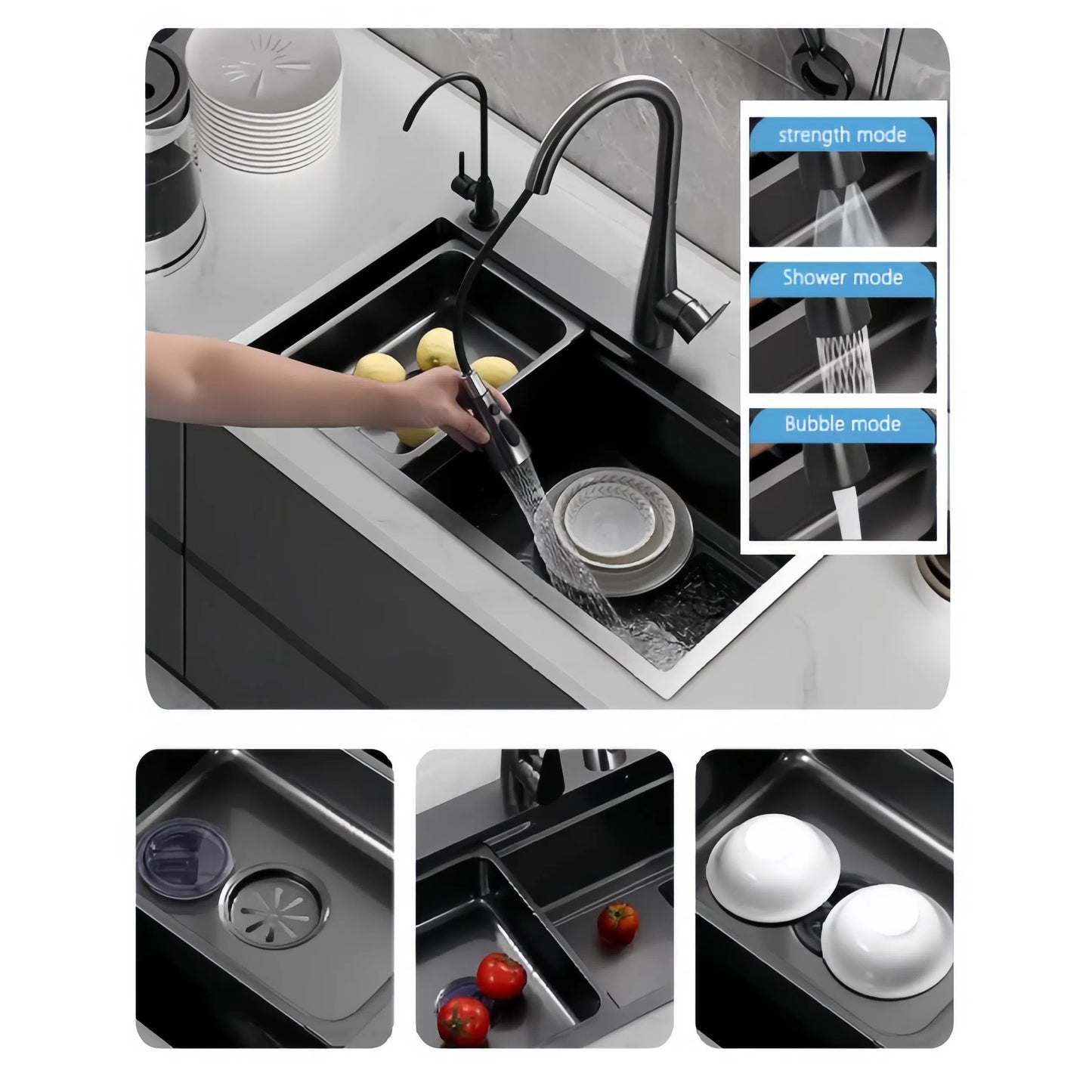 Large Sink, Equipped With Detachable Faucet, Advanced Drainage Filter And Accessories