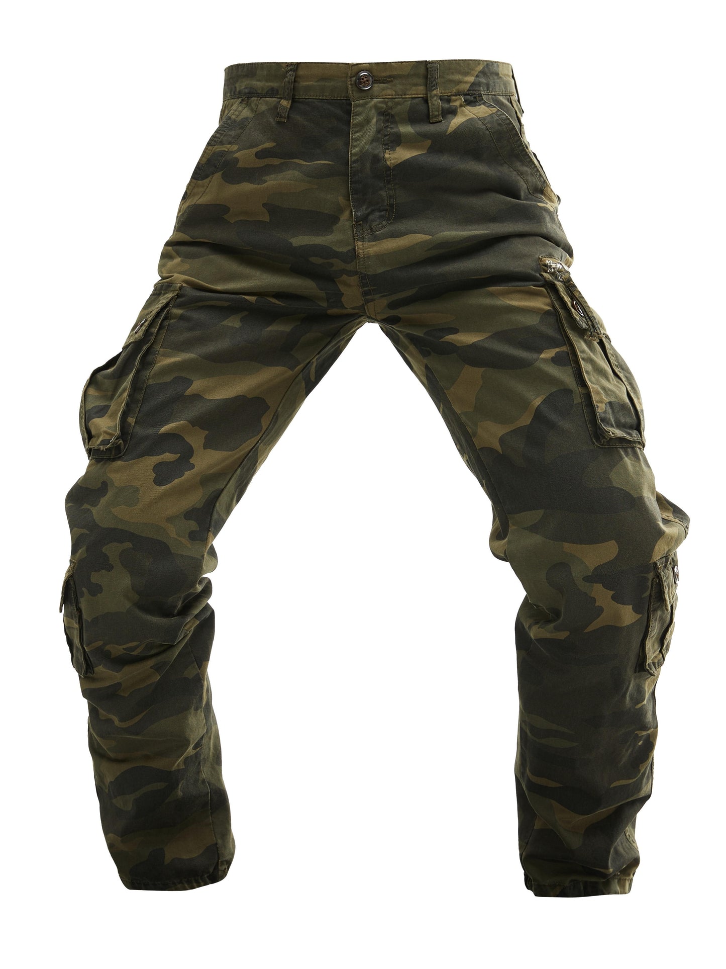 Plus Size Men's Cotton Washing Camouflage Printing Outdoor Eight Pocket Overalls