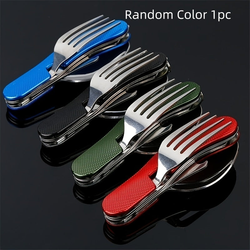 Multifunction 4 In 1 Outdoor Tableware (Fork/ Spoon/ Knife/ Bottle Opener)