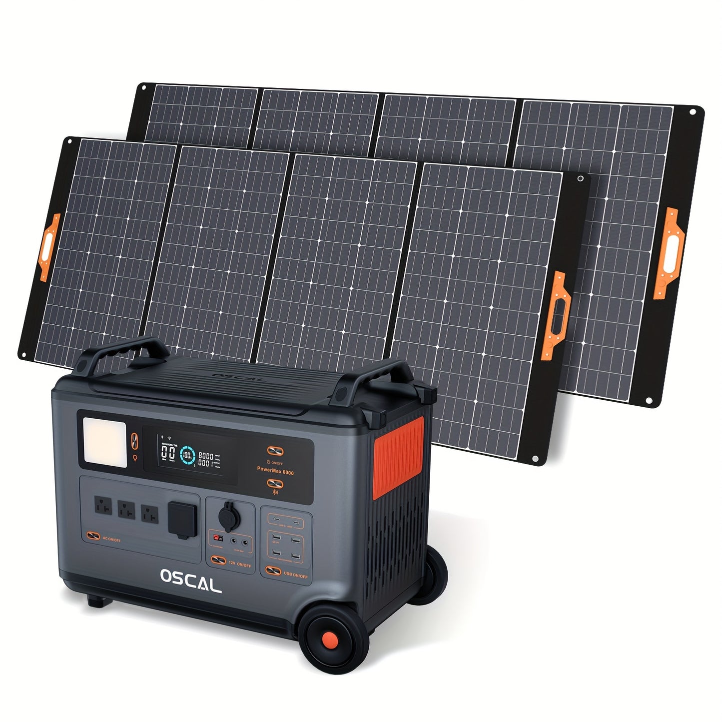 Portable Power Station 6000W(Surge 7200W) With 400W Solar Panel, 3600Wh LiFeP04 Solar Generator With 1.4H Full Charge, 5ms UPS, DC/AC Bi-Directional Inverter