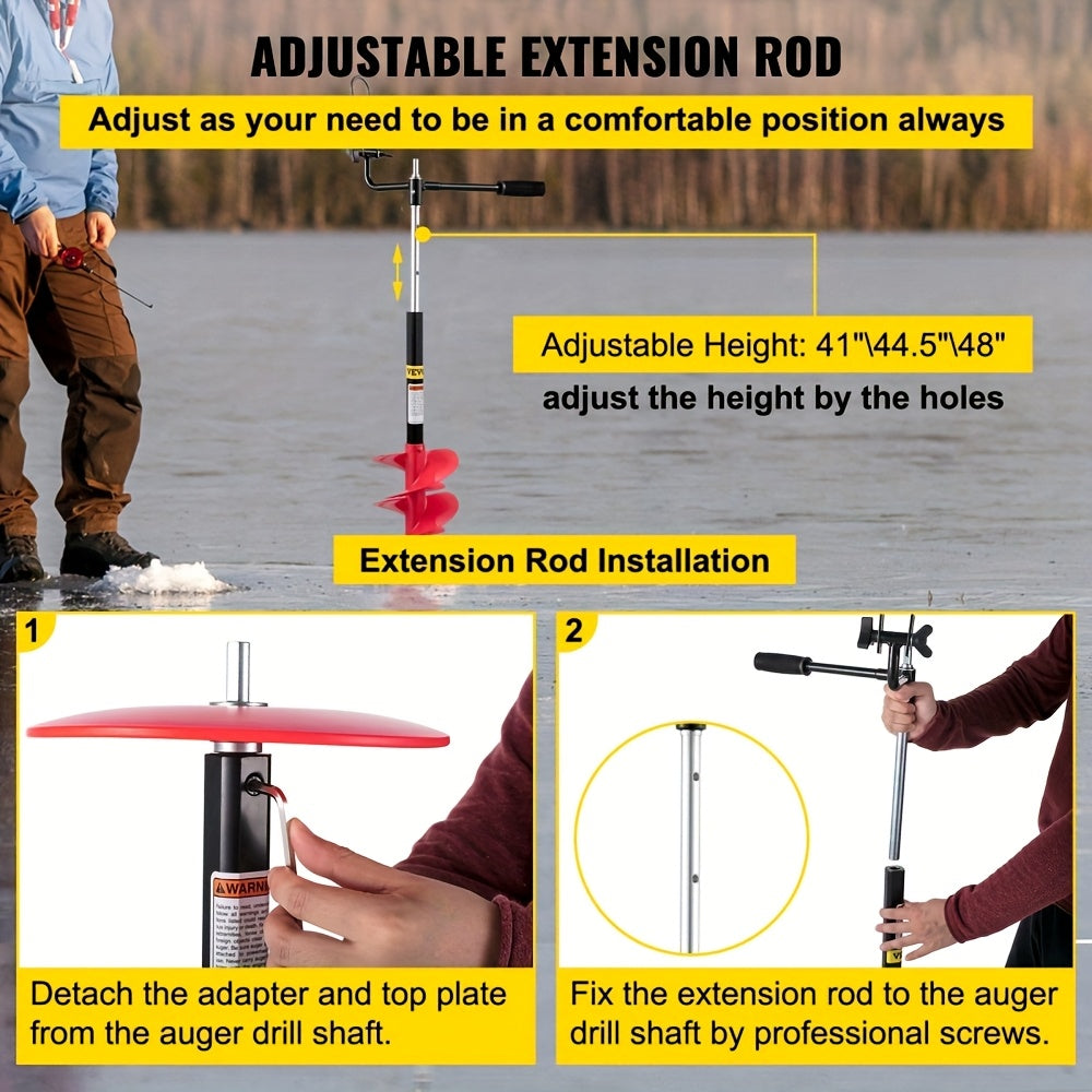 Ice Drill Auger, 8'' Diameter Nylon Ice Auger, 41'' Length Ice Auger Bit