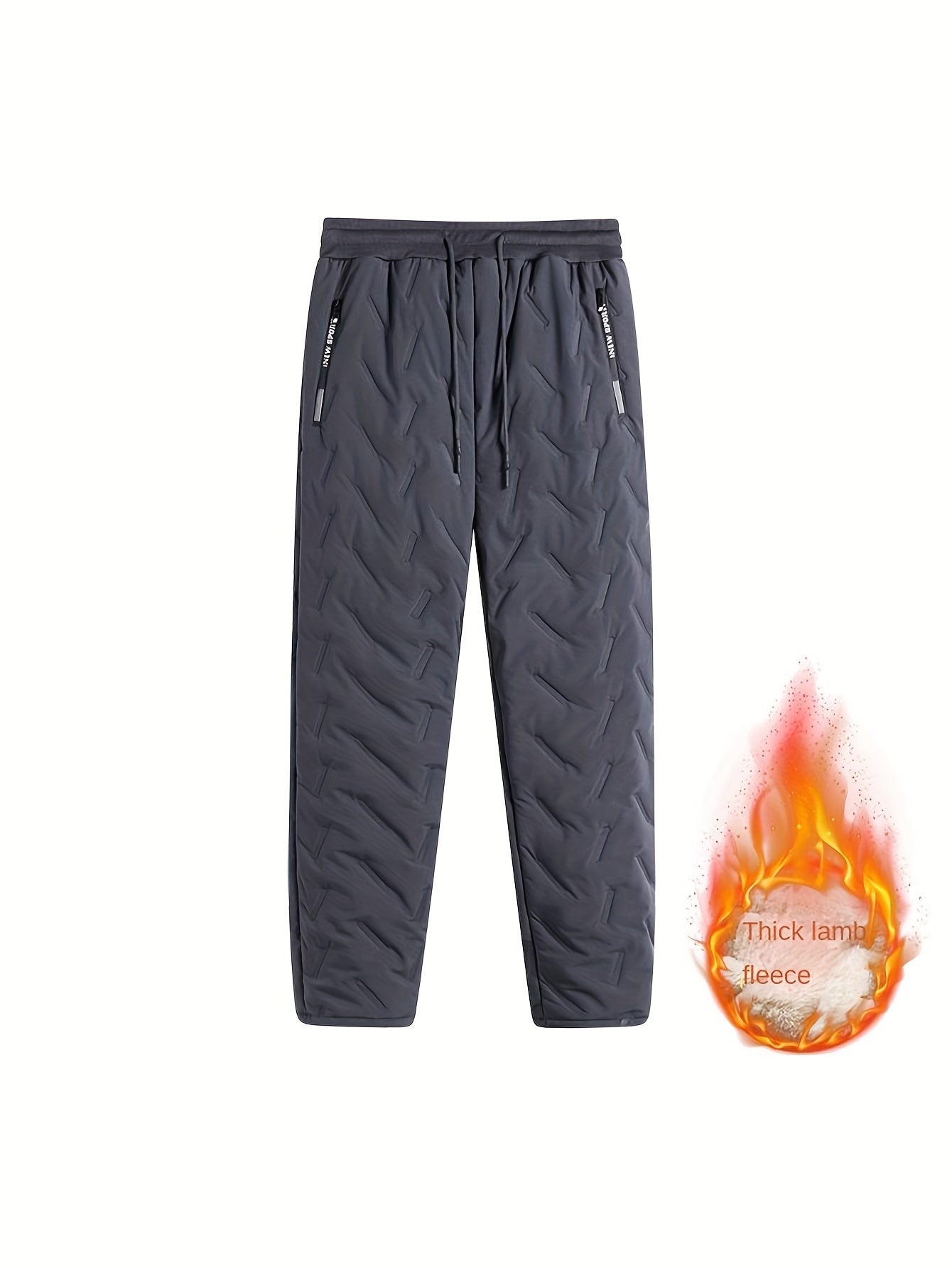 Men's Winter Warm Fleece Lined Pants, Straight Pants ,Thicken Thermal Trousers