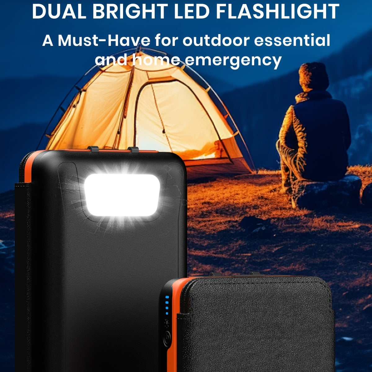 27000mAh Solar Power Bank With 4 Foldable Panels And LED Light, Portable Solar Charger With USB Charging