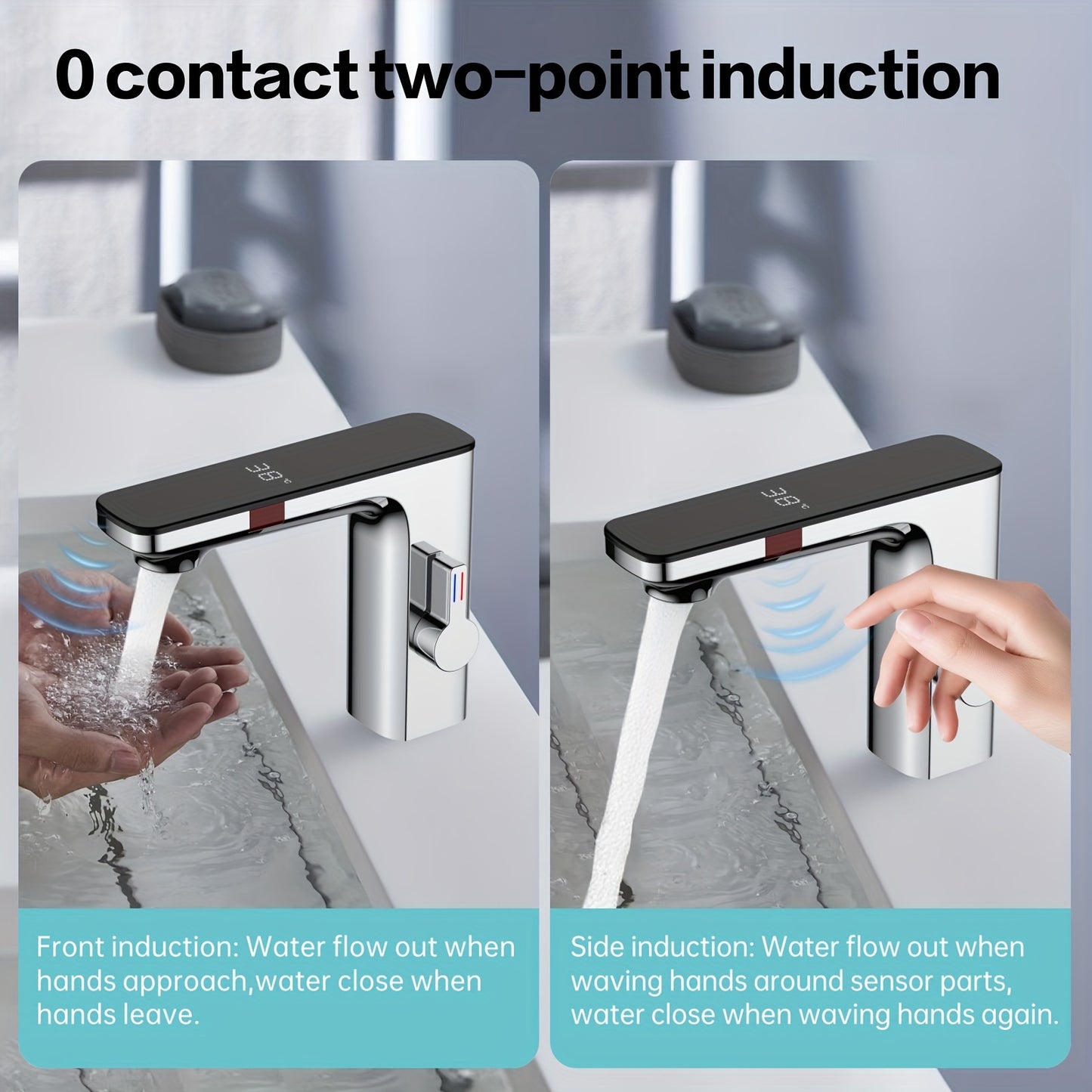 Modern Touchless Bathroom Faucet with LED Temperature Display