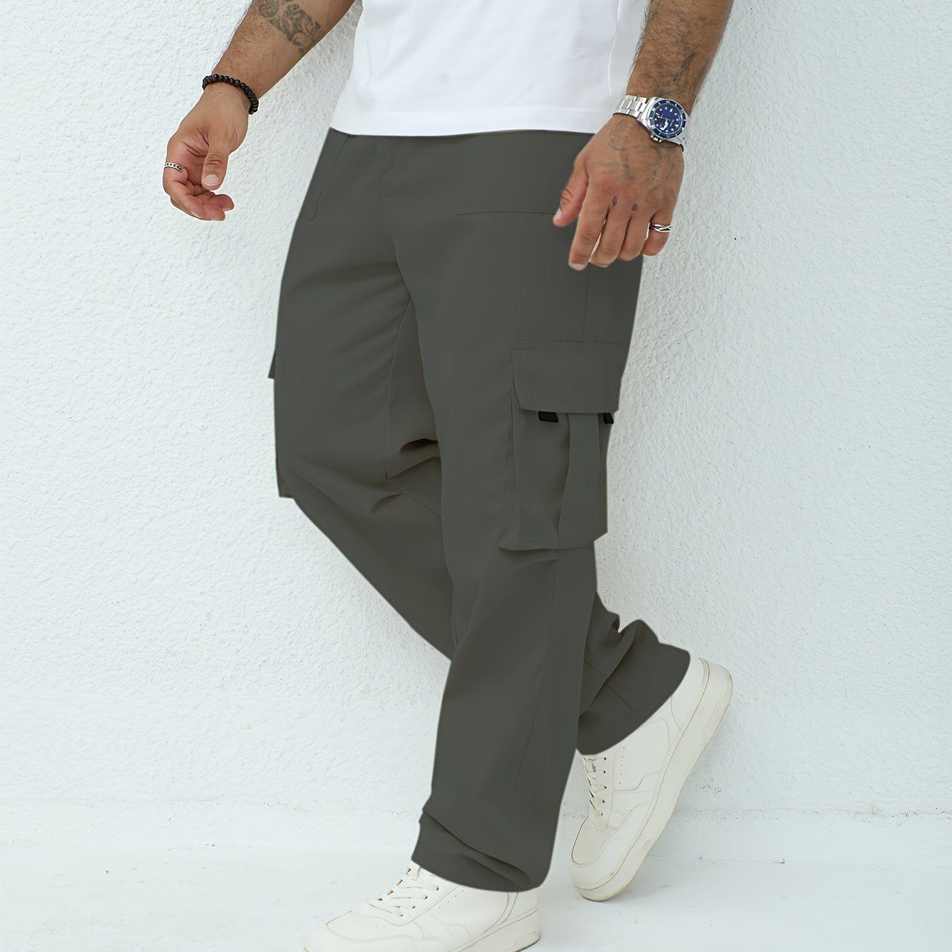 Men'S Classic Solid Color Cargo Pants