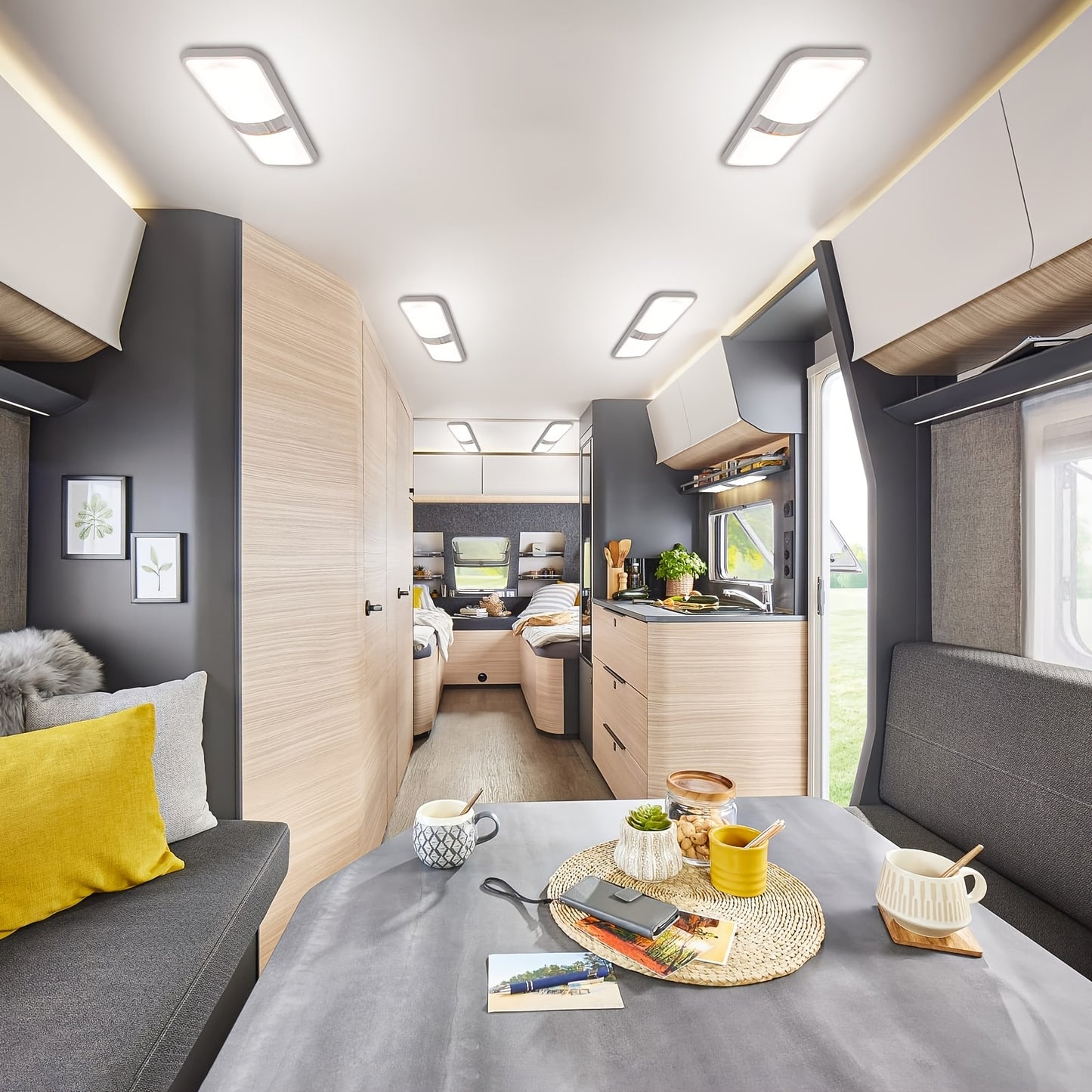 8pcs RV Interior LED Lights, 12V 1000LM Ceiling Dome Light with Switch