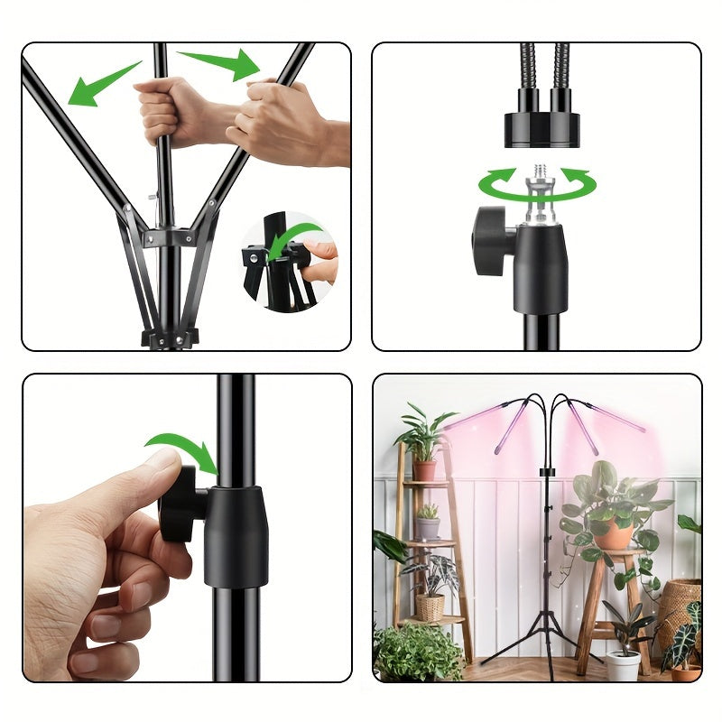 Growth Light Strip Bracket Suitable For Indoor Plants With Full Spectrum, 80 LED Plant Light Strip 63.5-160.0 Cm Adjustable Tripod, Dimmable Plant Growth Light Strip 4/8/12 Hour Timer