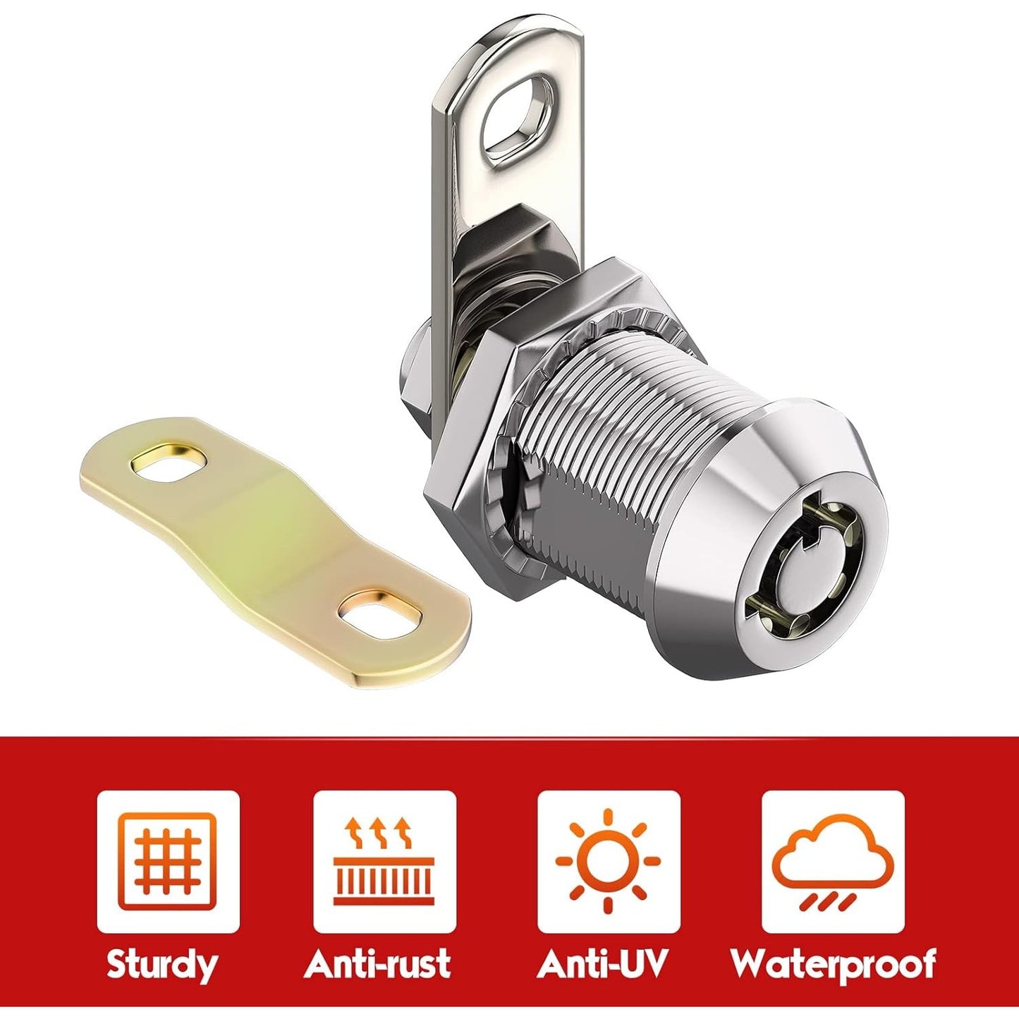 4pcs Chrome Tubular Cam Locks for RVs & Cabinets - Keyed Alike, Removable Keys, 7/8" 90°