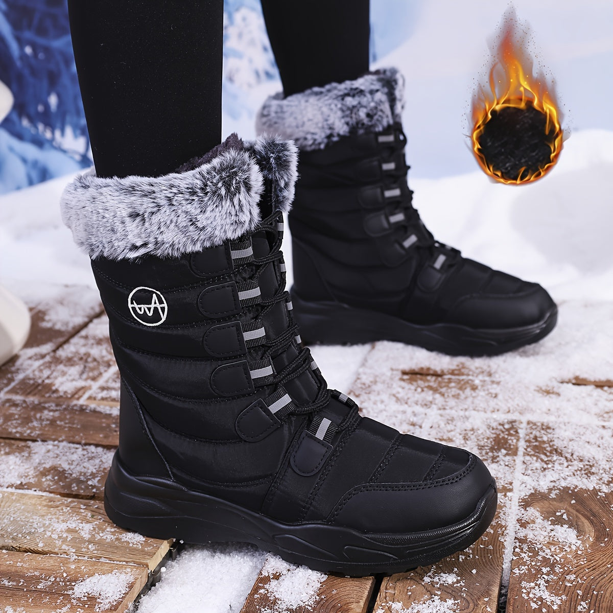 Waterproof High-Top 2024 Women's Winter Snow Boots - Plus Size, Thick Sole, Anti-Slip, Northeast Style