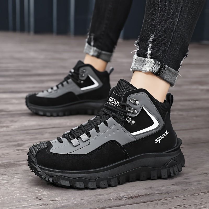 Men's Tactical Hiking Boots - High-Top, Breathable Mesh & PU Upper, Non-Slip PVC Sole with Rugged Grip