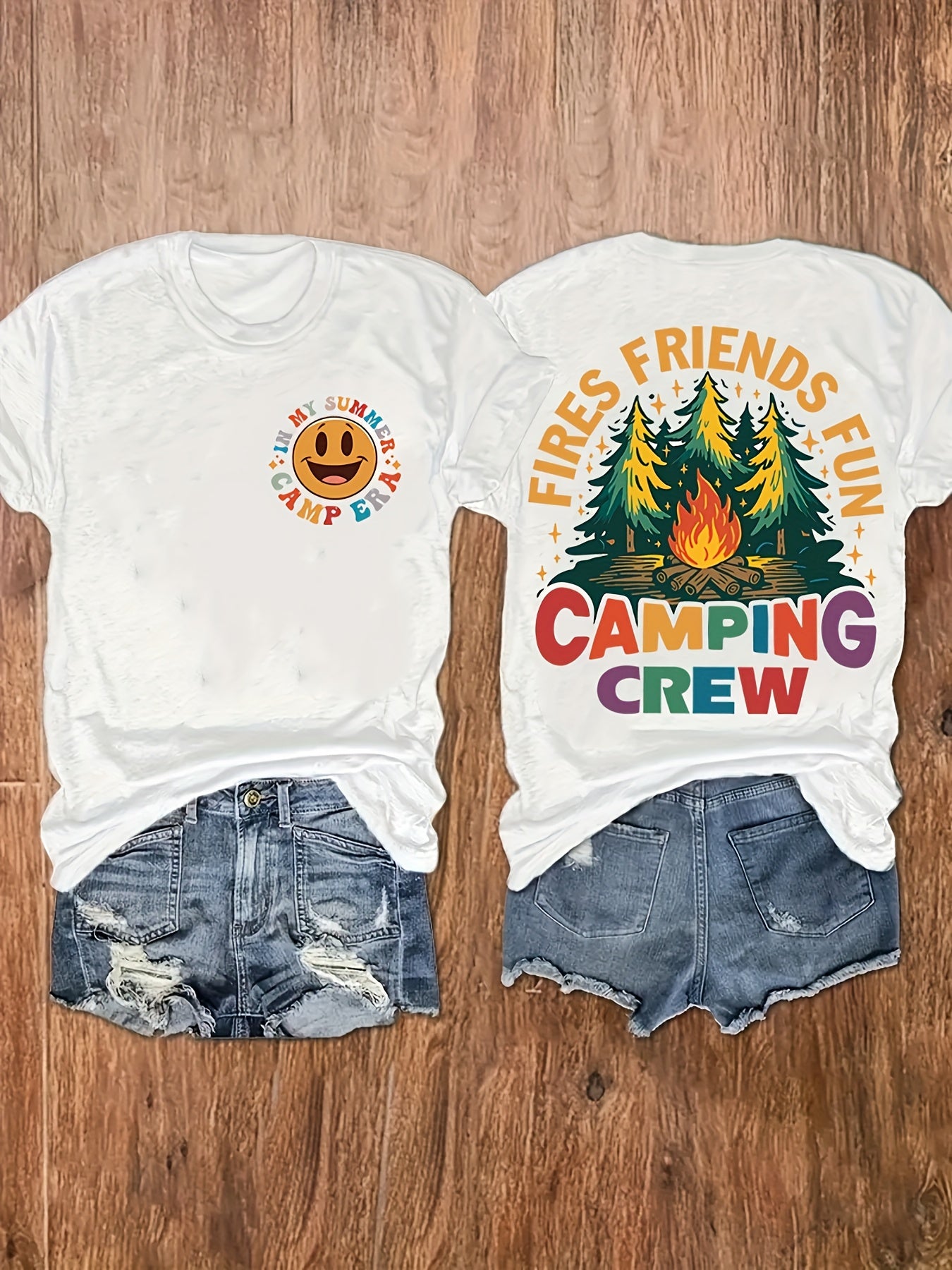 Women's 'Fires Friends Fun Camping Crew' Graphic Tee