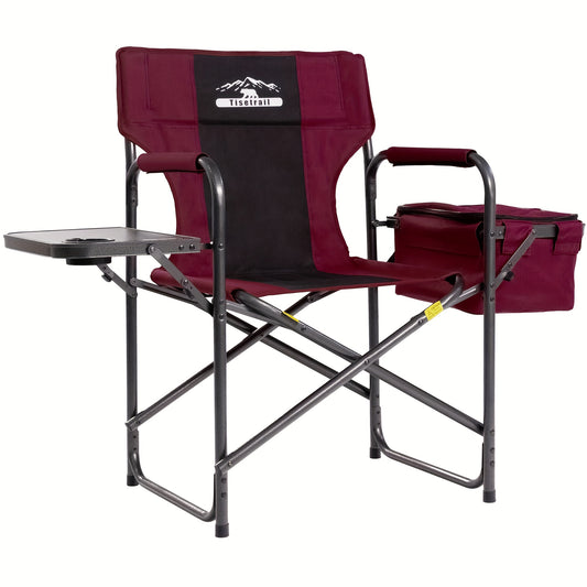 Tisetrail Director Camping Chair with Cooler Bag Camping Directors Chair with Foldable Side Tray, Supports 400lbs