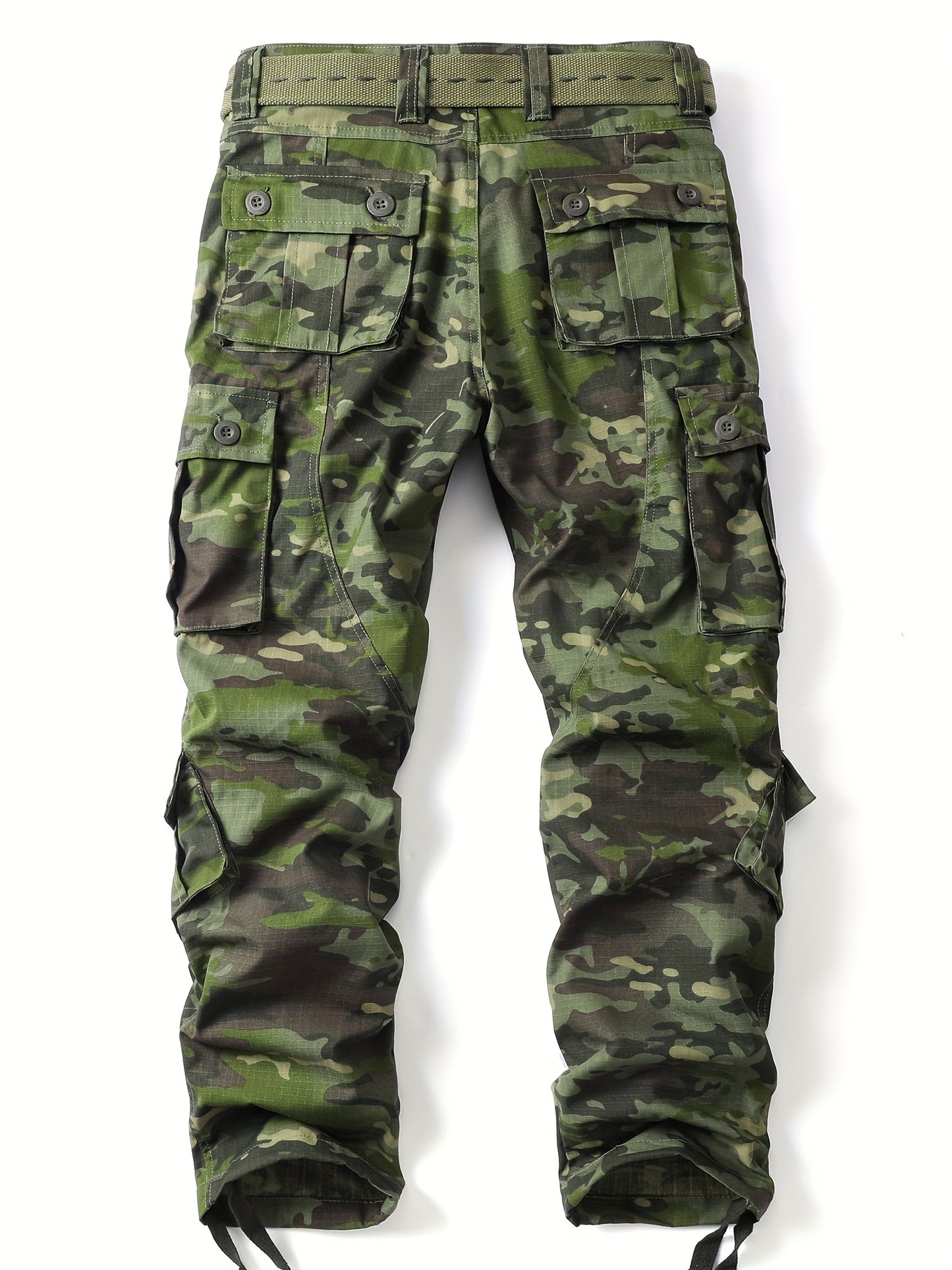 Men's Camo Cargo Pants - Lightweight, Ripstop, Multi-Pocket Design - No Belt Included