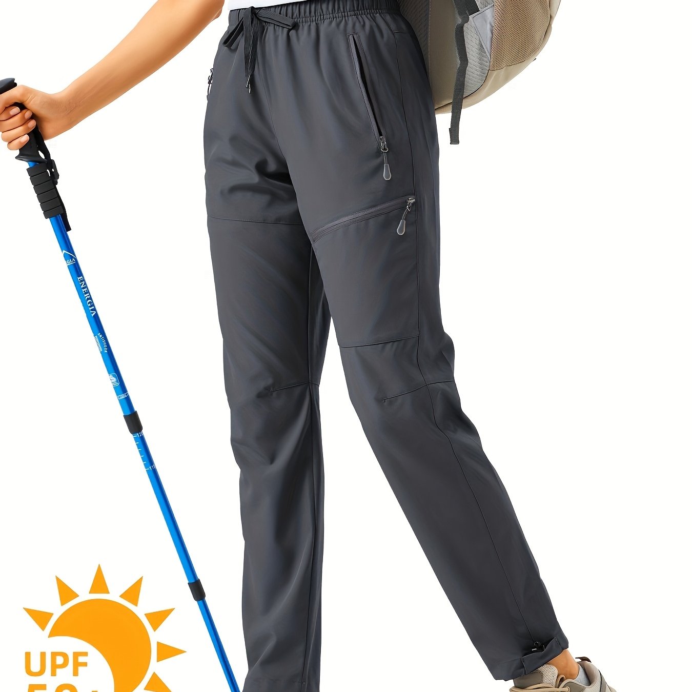 Plus Size Women's Cargo Pants, Lightweight, Quick Dry, Water Resistant,  Elastic Waist, Zipper Pockets