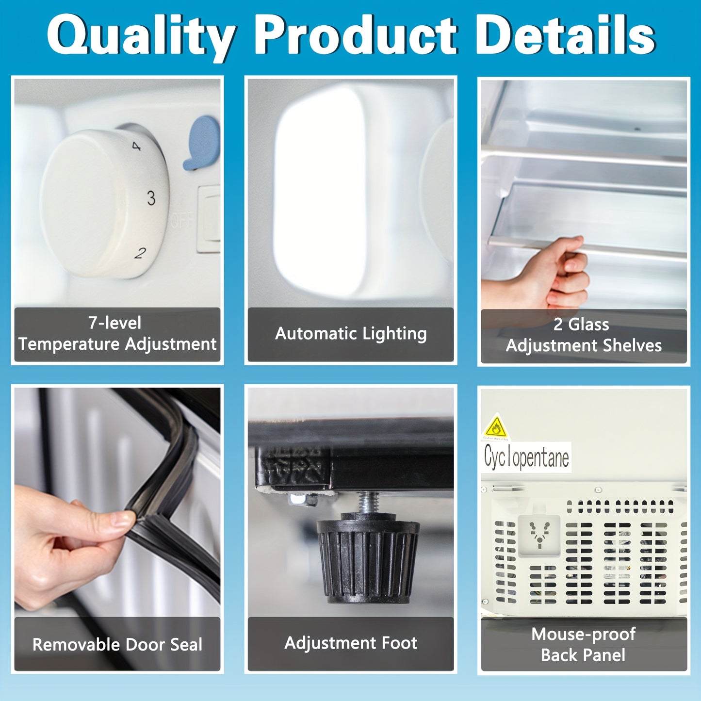 Compact 3.2 CU.FT Mini Fridge with Freezer - Sleek Black & Gray, 2-Door Design, Adjustable Shelves,