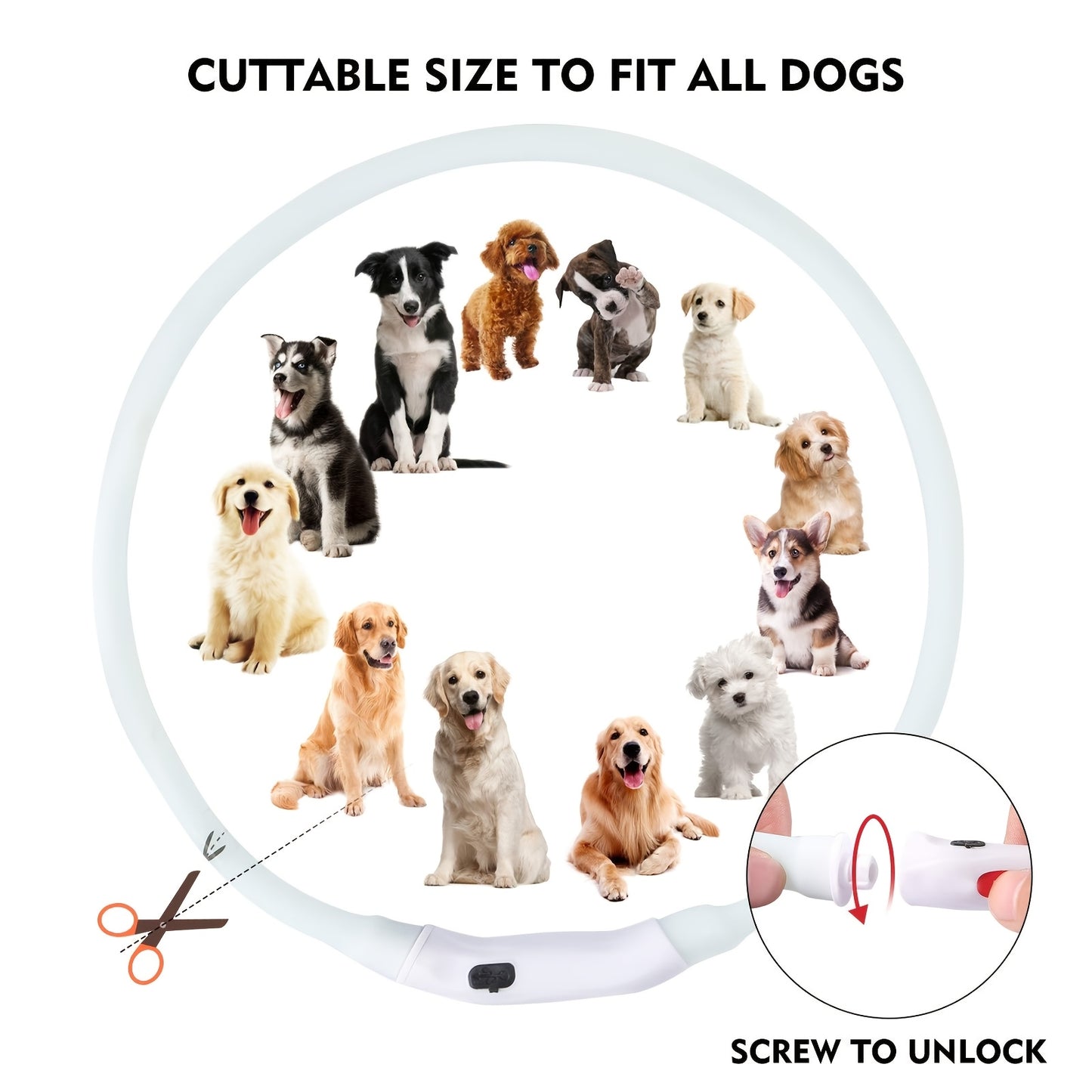 LED Cat Dog Collar, USB Rechargeable Flash Dog Necklace Light, Pet Safety Collar Makes Your Beloved Dogs Be Seen At Night