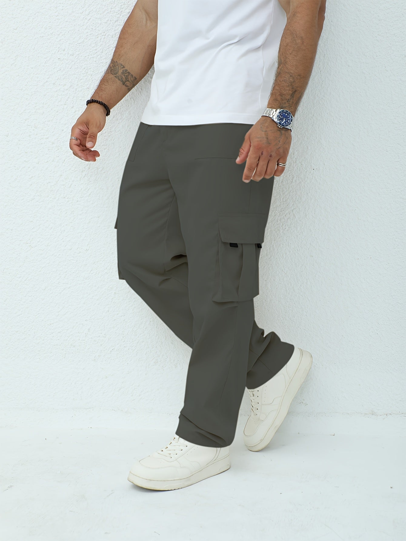 Men'S Classic Solid Color Cargo Pants