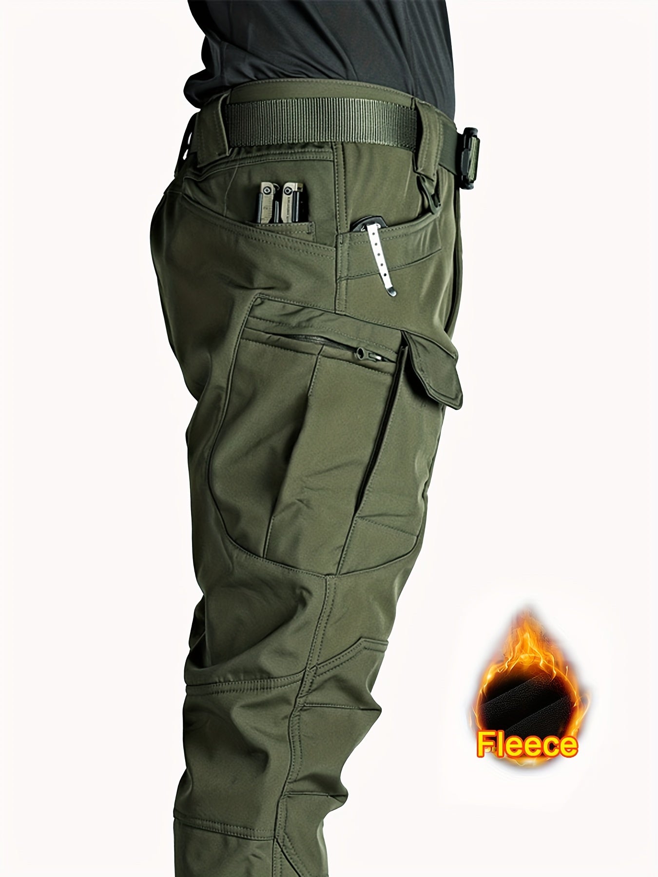 Men's Multi Pocket Fleece Warm Tactical Pants