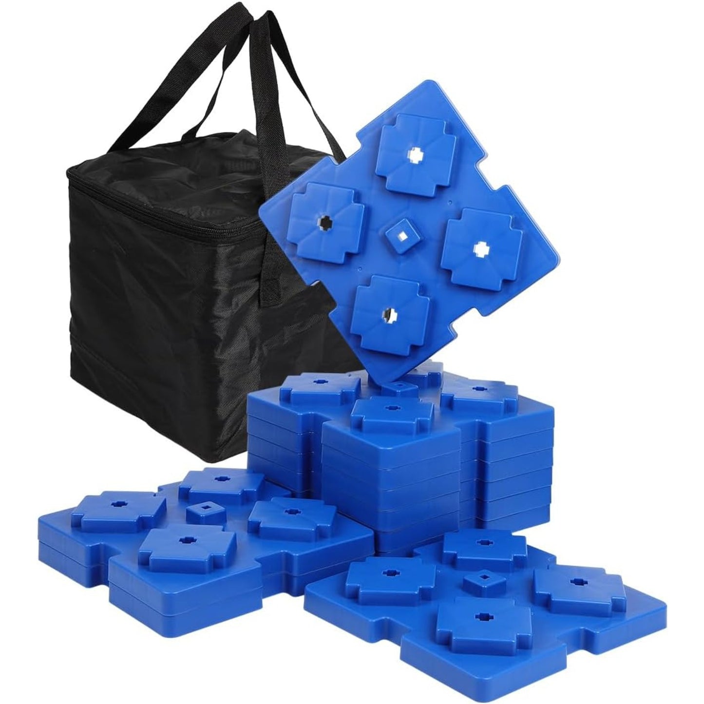 Rv Leveling Blocks, 10 Pack Trailer Accessories with Carrying Bag, Stackable Jack Pads, Interlocking Nested Design to Leveling Single and Dual Wheels