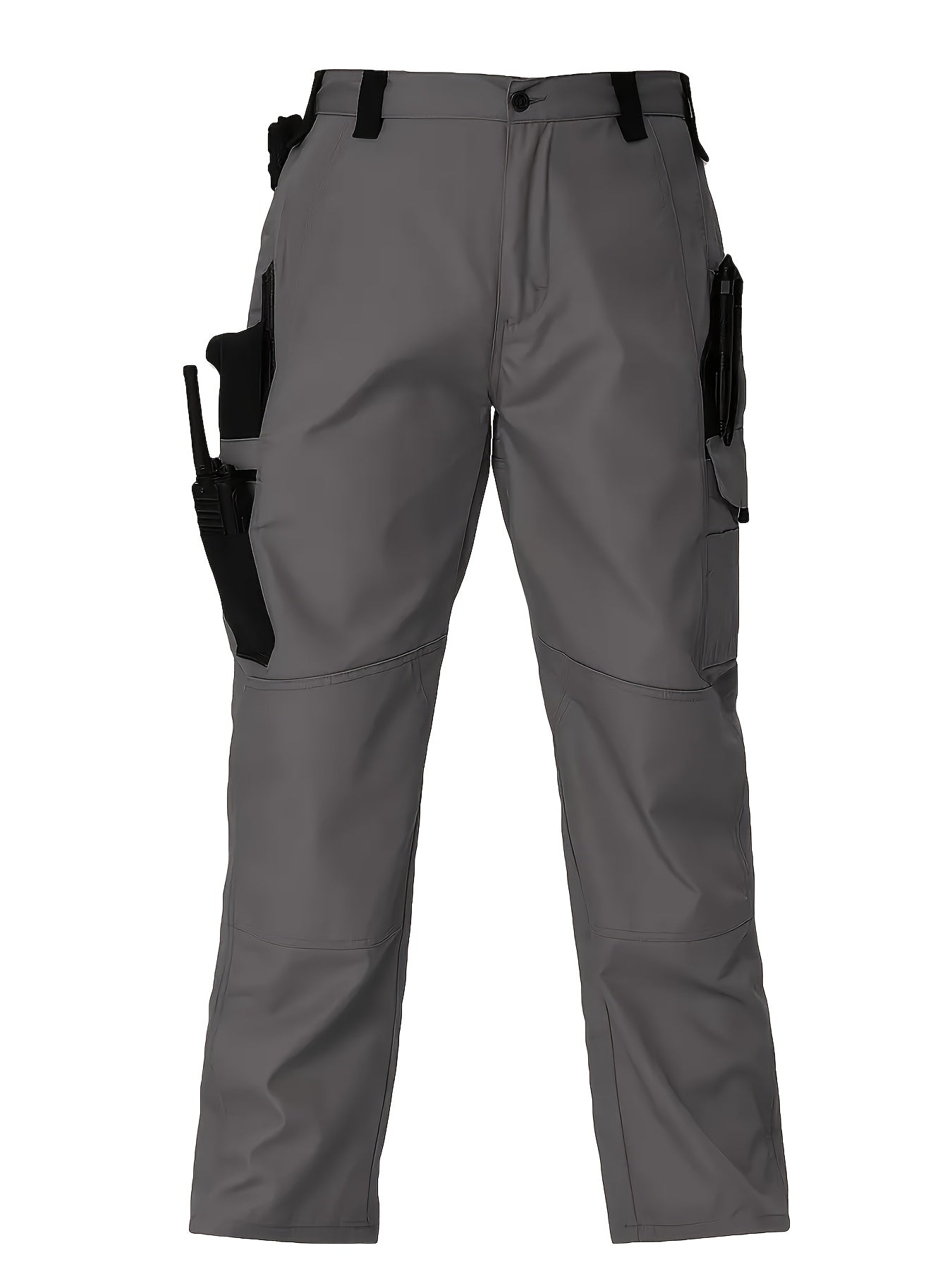 Men's Straight Leg Cargo Pants, Men's Solid Color Cargo Tactical Pants