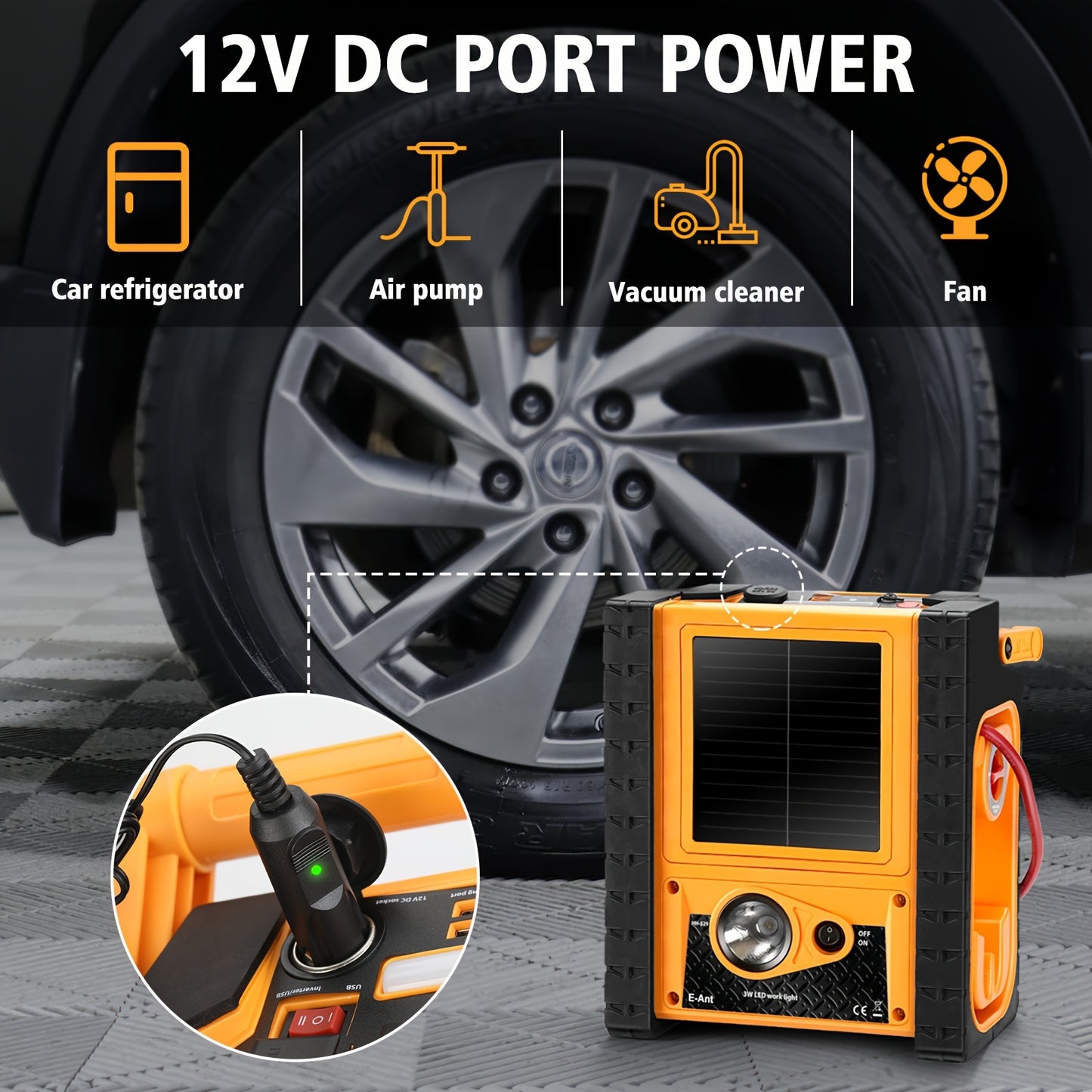 2000A Jump Starter With 260PSI Air Compressor, 10-in-1 Multi-functional Heavy Duty 12V Car Jump Starter Power Station 400W Inverter Outlet Power Bank USB/DC Port, Battery Booster Pack Battery Charge