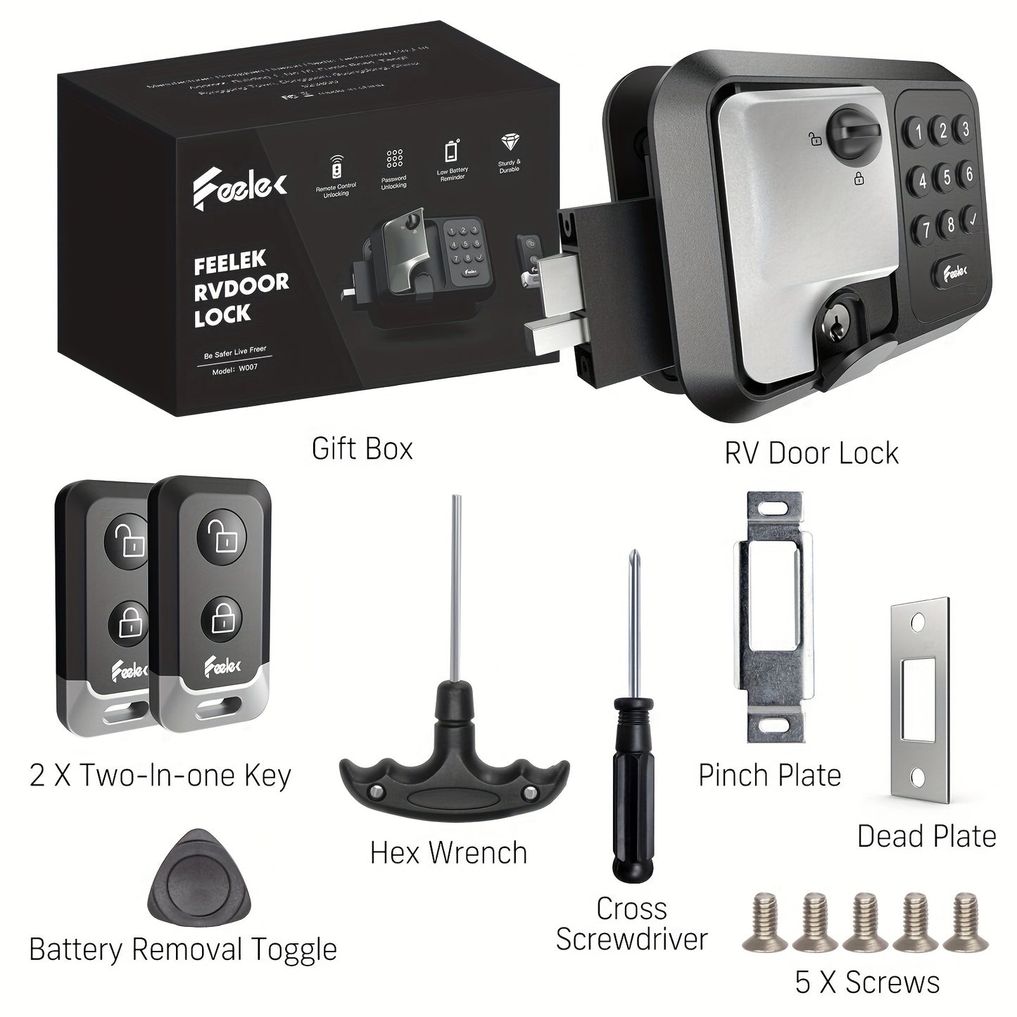 All-Metal Trailer Door Lock With Silicone And Backlit Keypad, RV Door Lock Replacement, Door Latch For 2.75'' W * 3.75'' W * 1.5'' D Hole