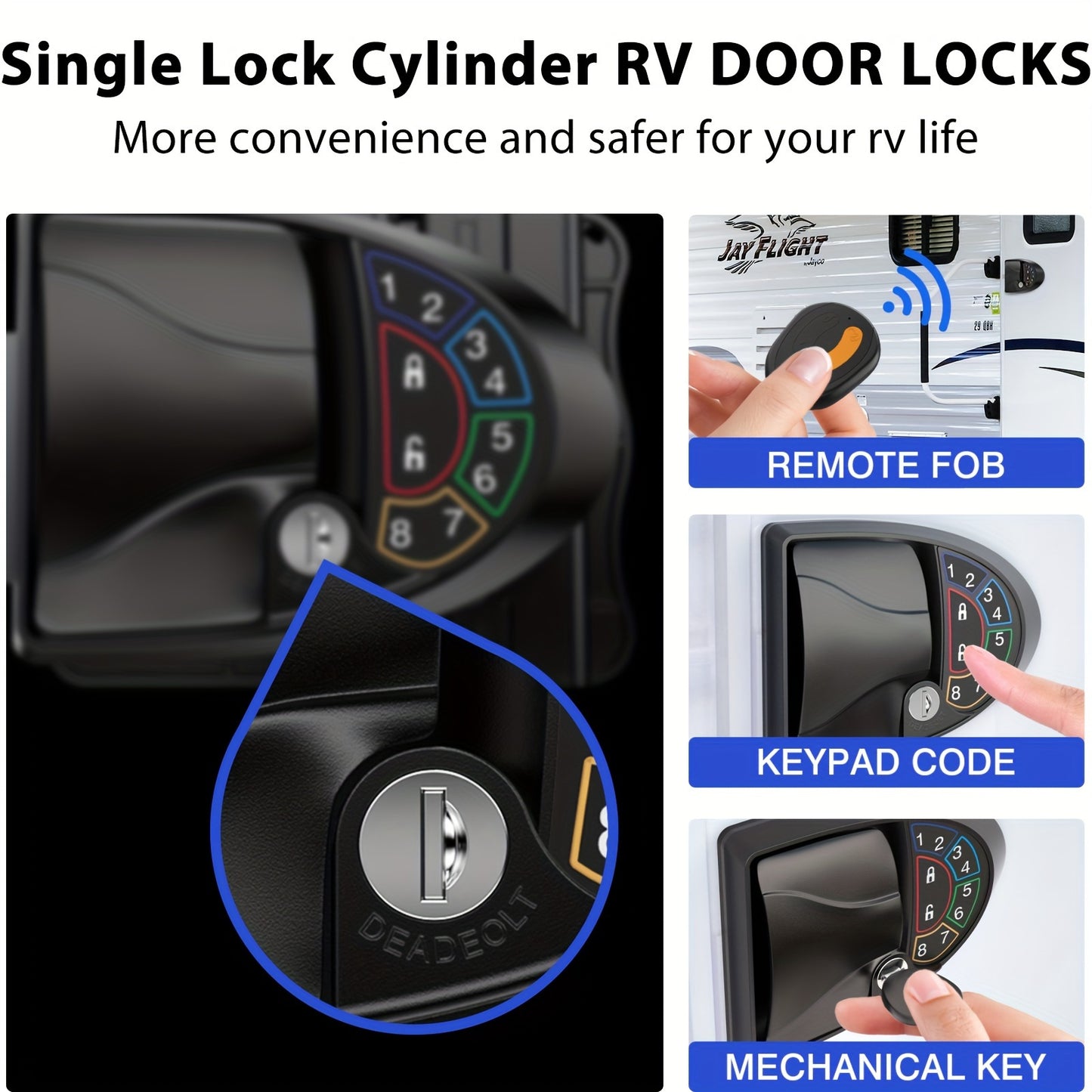 Keyless Entry Door Lock, RV Door Lock Keyless Entry RV Door Latch, Full Metal RV Door Lock Accessories, Will Only Fit 2.75" X 3.75" Lock Hole