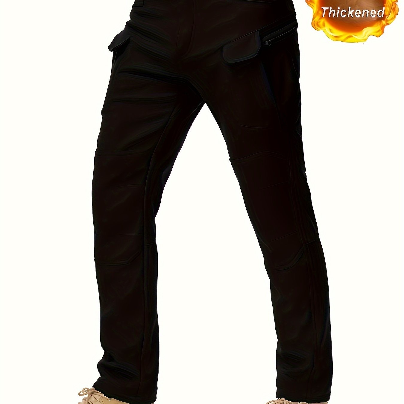 Men'S Tactical Cargo Pants, Solid Color with Multiple Pockets, Windproof Waterproof