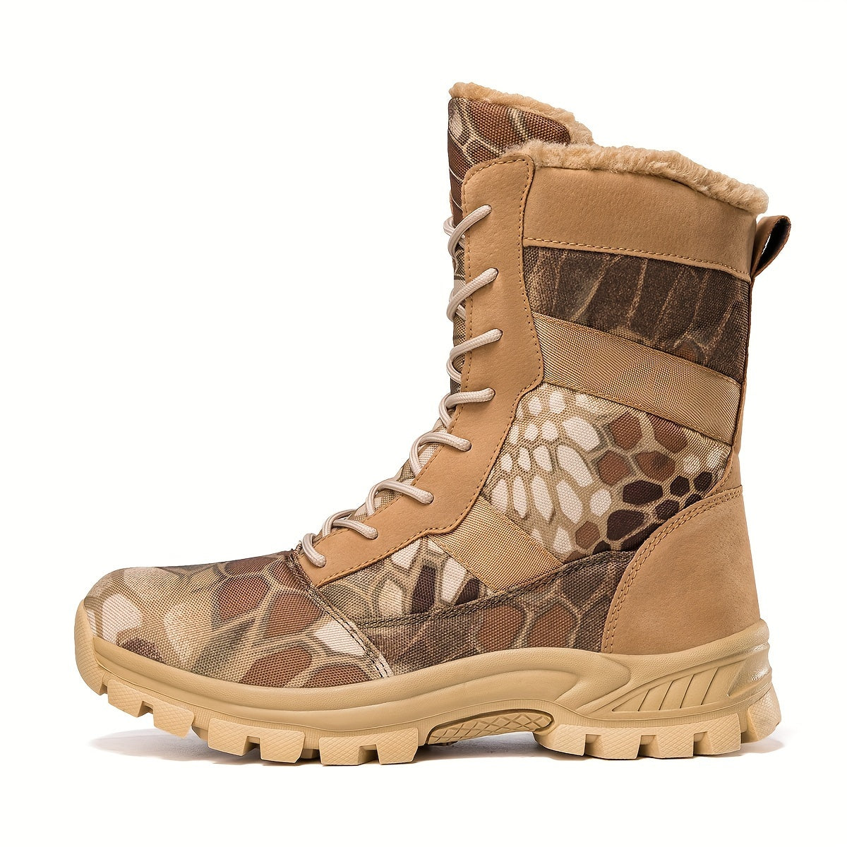 Women's Camouflage Tactical Hiking Boots - Warm Fleece-Lined, Anti-Slip, High Ankle Support