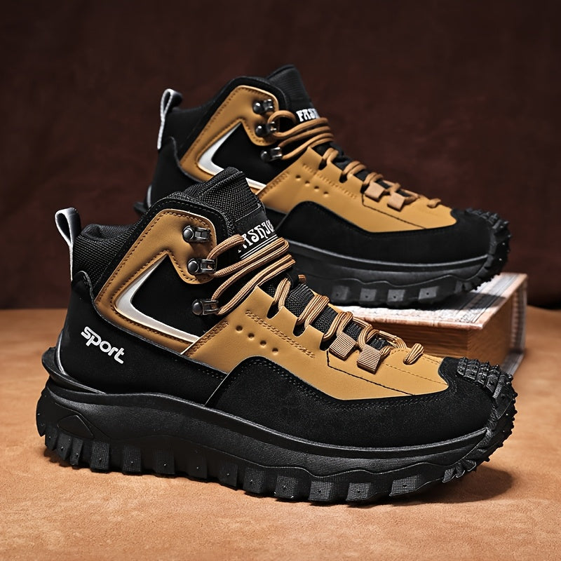 Men's Tactical Hiking Boots - High-Top, Breathable Mesh & PU Upper, Non-Slip PVC Sole with Rugged Grip
