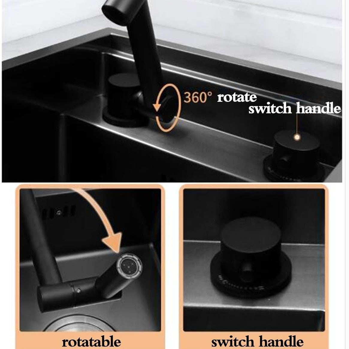 RV Kitchen Sink, 18 x 15 x 9 Inch Undermount Bar Sink with Faucet