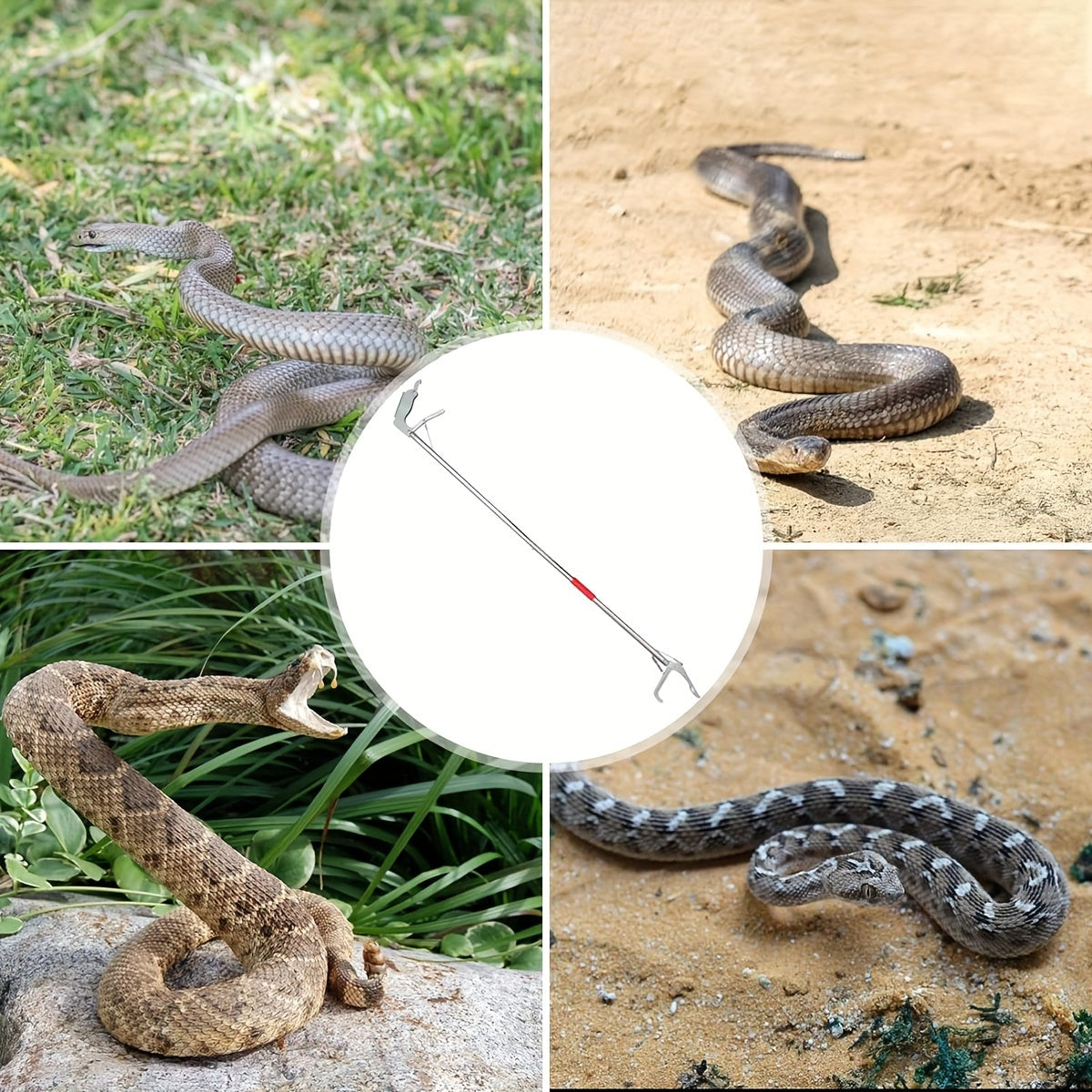 Stainless Steel Snake Stick, Folding Snake Grabber with Lock Snake Grabber Tool Ha Extended Claw Clamp for Secure Grip