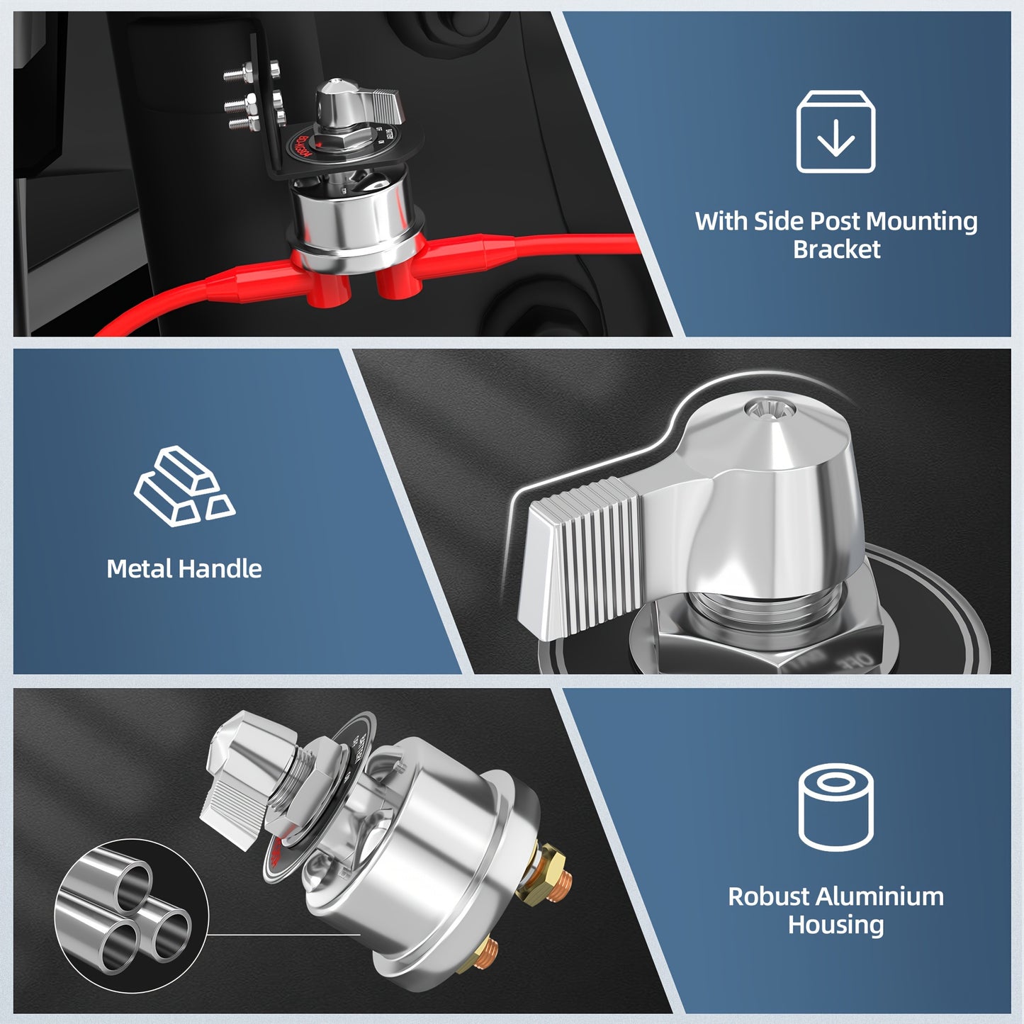 200A High Current Battery Cut Off Switch Heavy Duty Master Switch 12V Battery Disconnect Switch