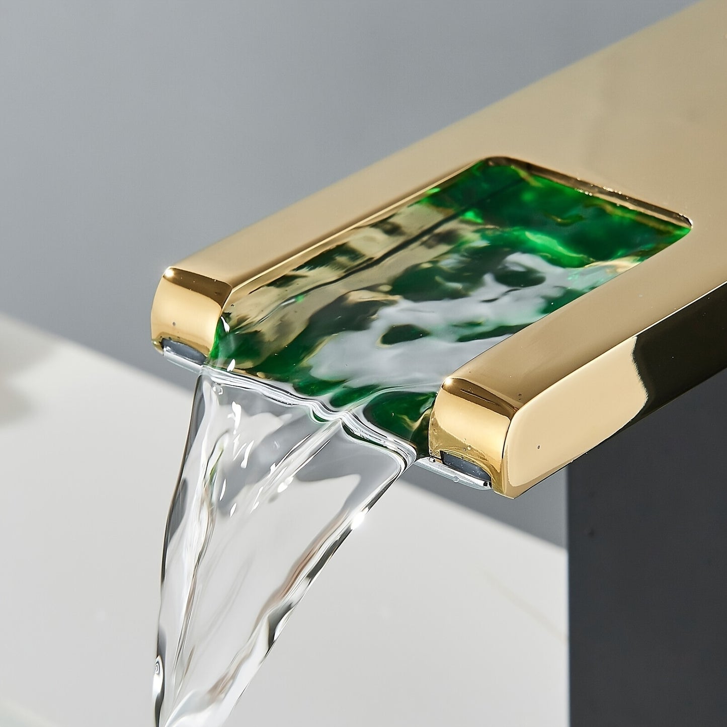 Black Golden LED Bathroom Sink Faucet Waterfall Single Handle Vanity Faucet