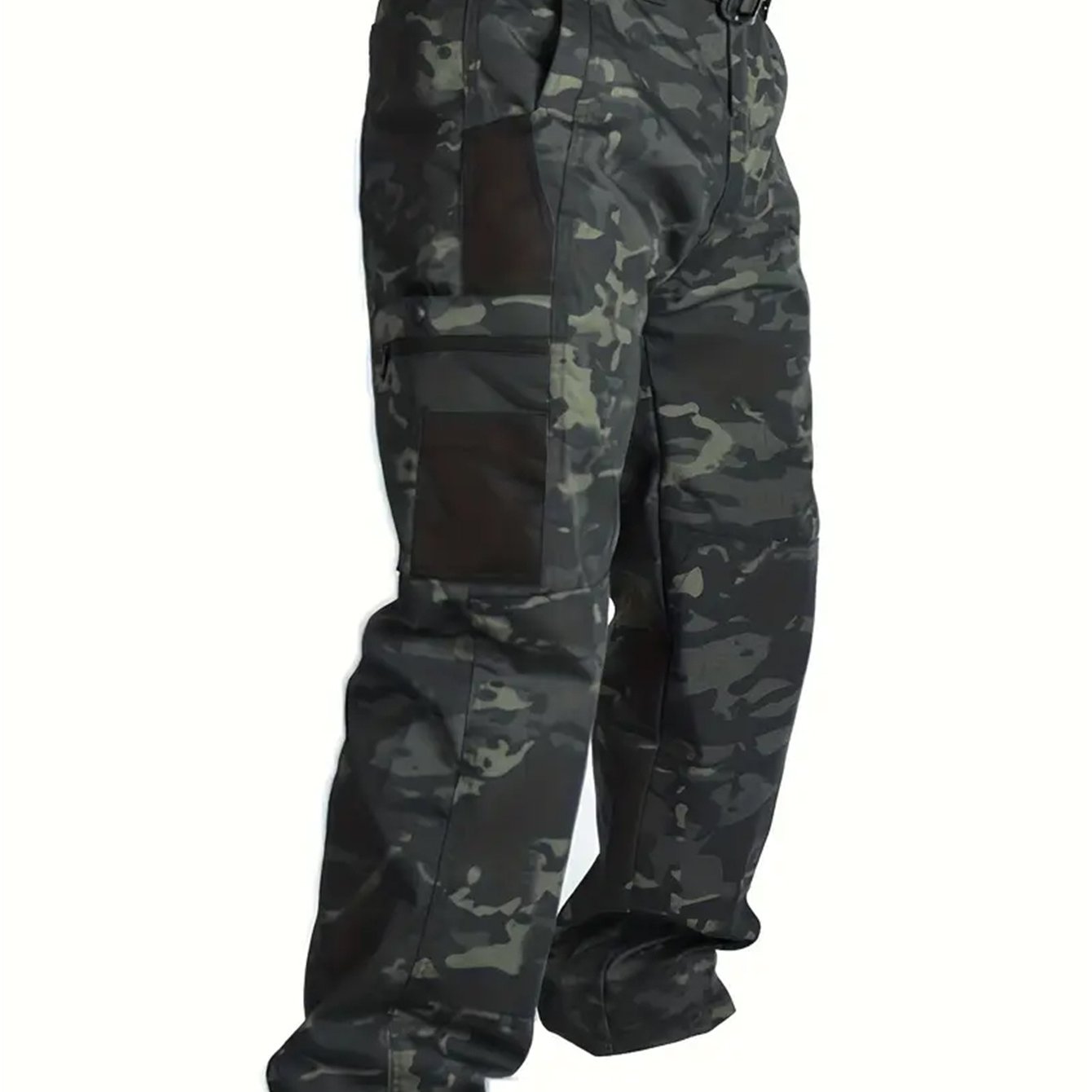 Men's Straight Leg Cargo Pants, Men's Solid Color Cargo Tactical Pants