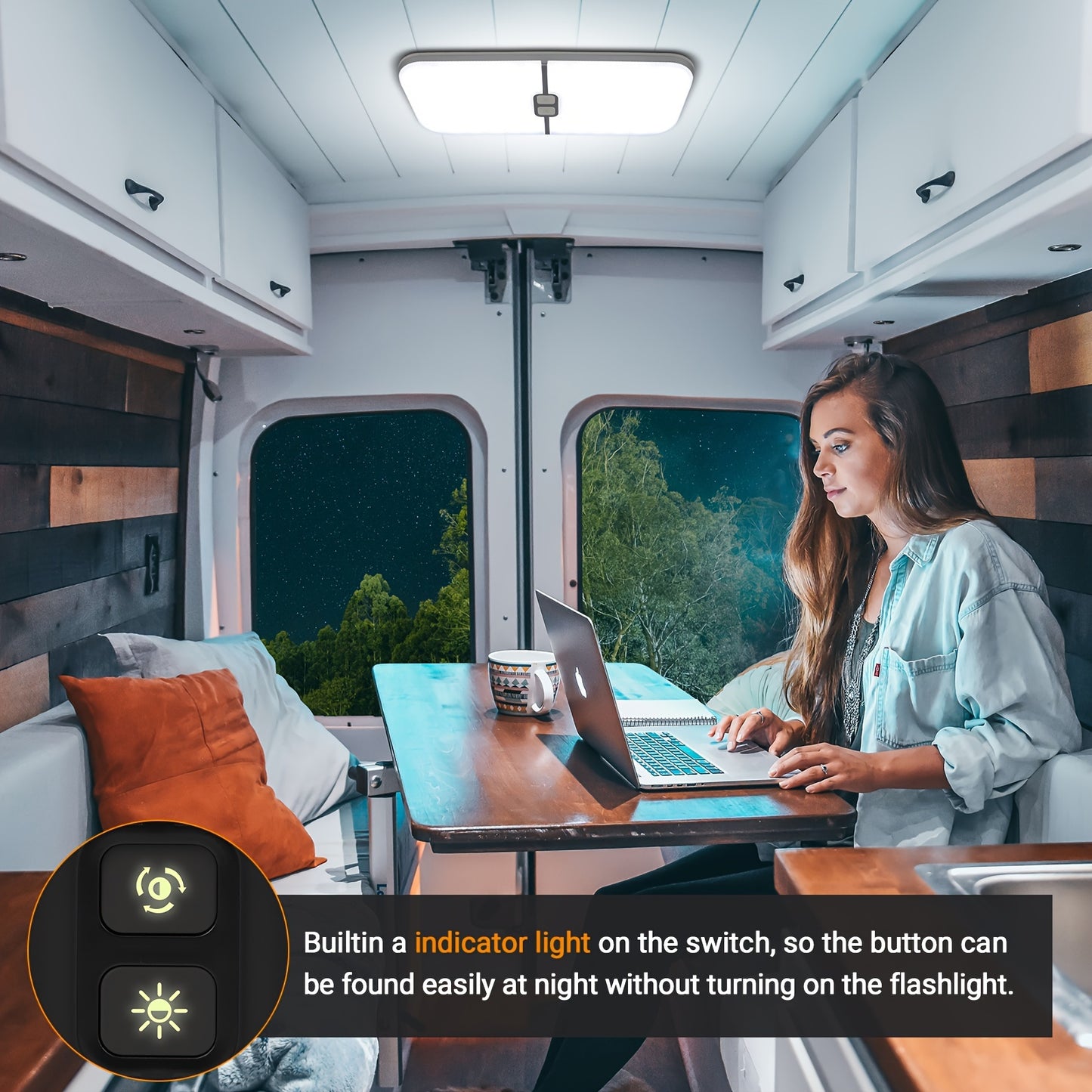 5pcs RV Interior Lights, 3 Colors TEM Lights, 204 LED Dimmable LED Lights, RV Ceiling Dome Light with Switch, Warm/Cold Natural White