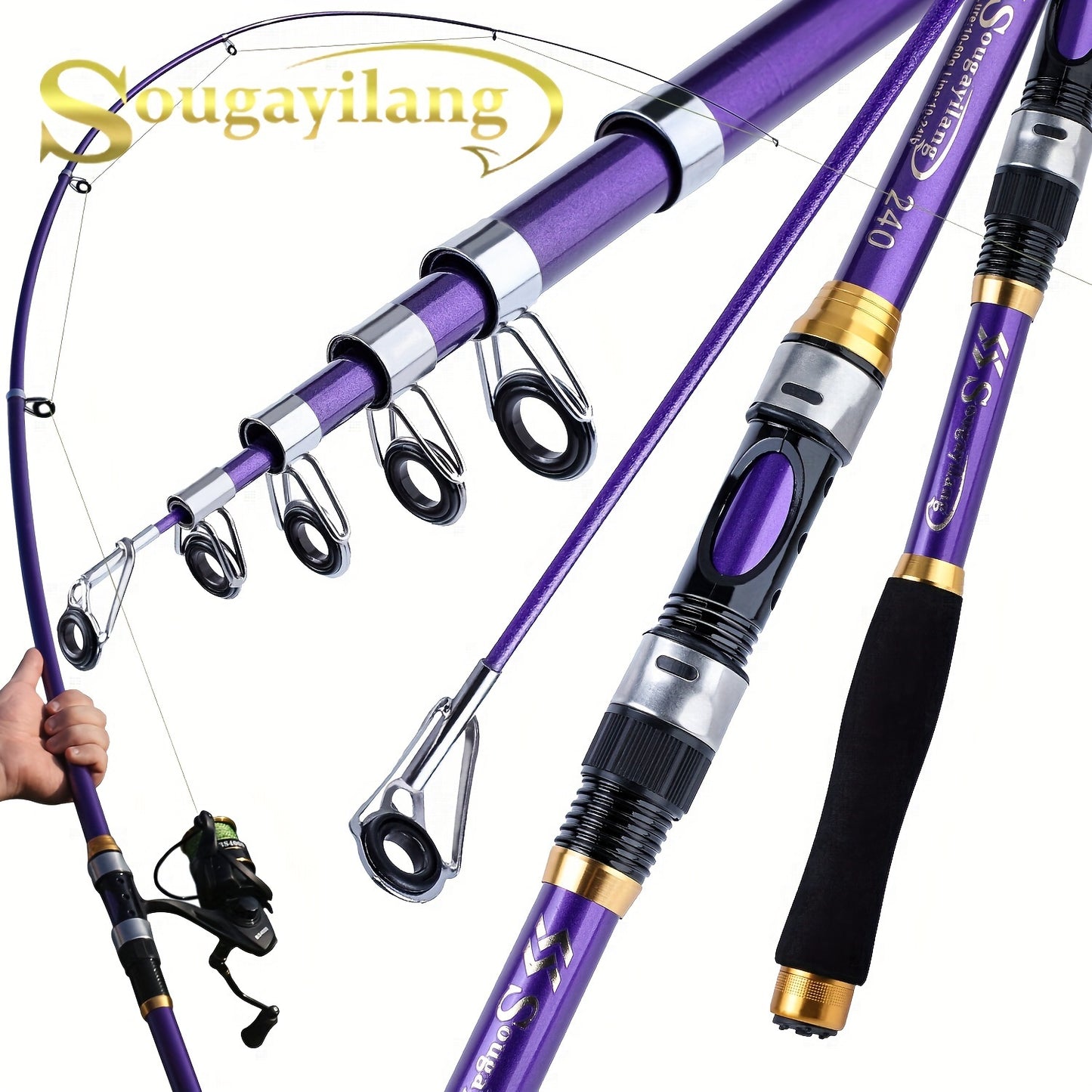 Sougayilang Telescopic Fishing Rods 1.8~3.3m Glass Fiber Spinning Rod