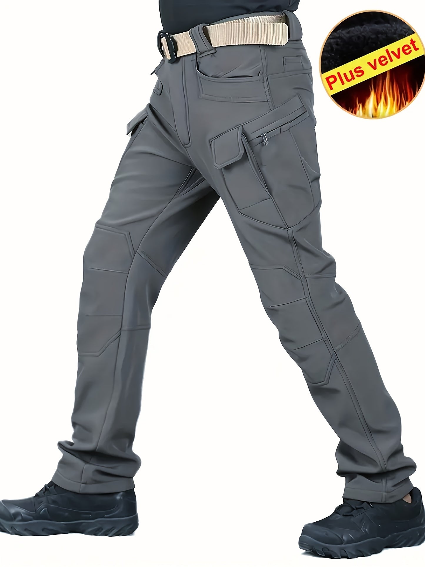 Men's Fleece Lined Ultimate Thermal Tactical Pants - Waterproof, Windproof, Multi-Pocket, Loose Fit
