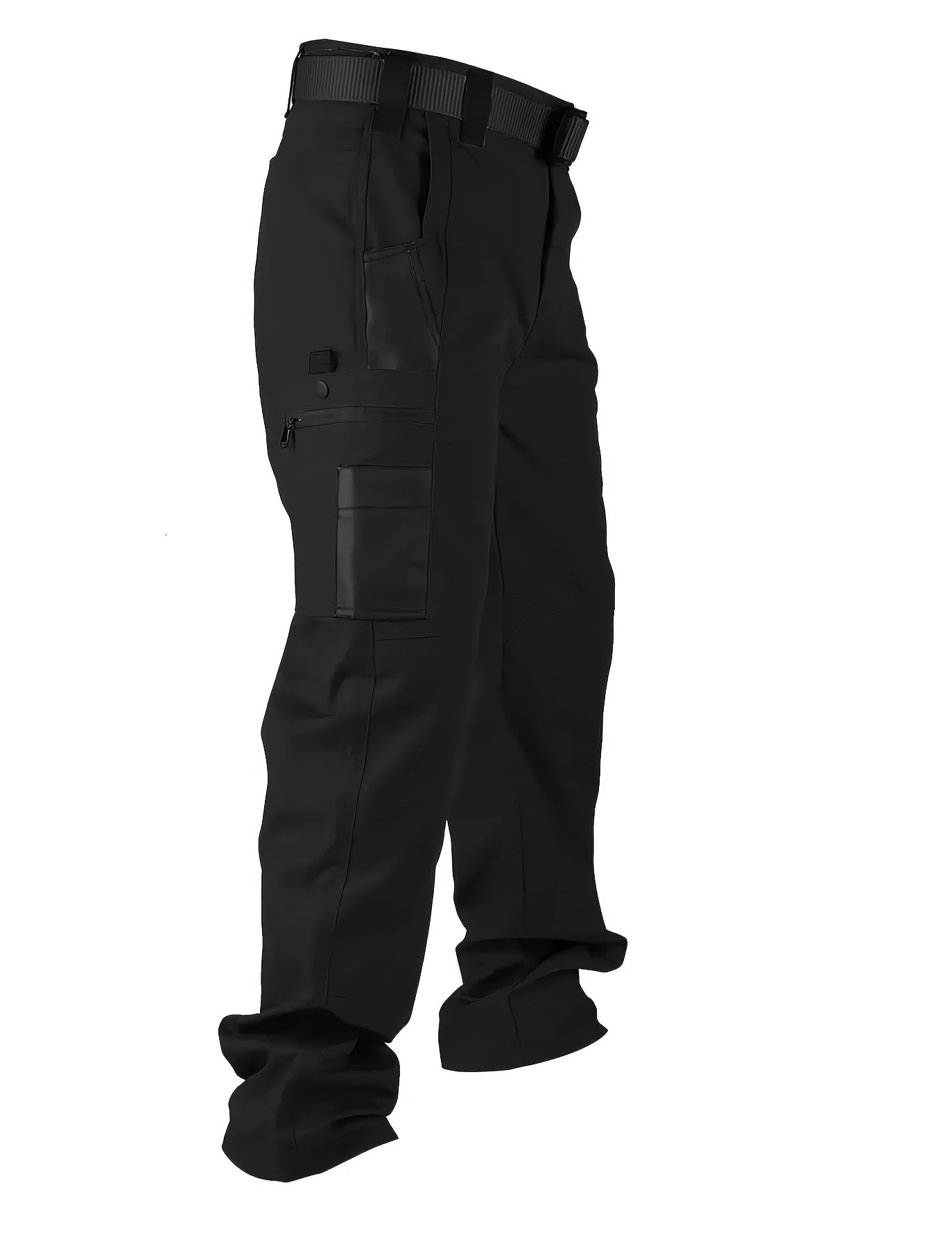 Men's Straight Leg Cargo Pants, Men's Solid Color Cargo Tactical Pants