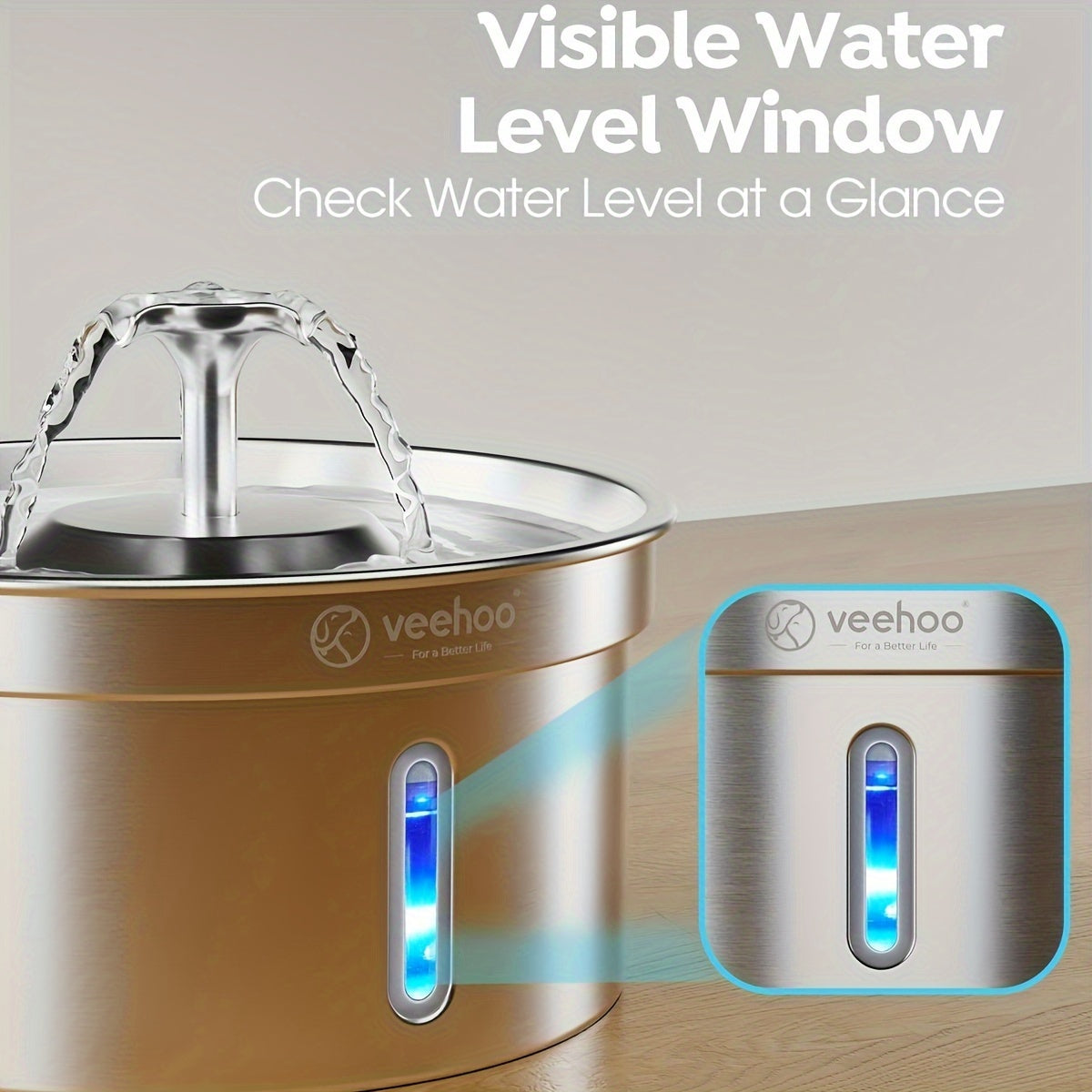 Cat Water Fountain Stainless Steel 304-1.1Gal/4L Cat Fountain For Drinking With 6 Replacement Filters